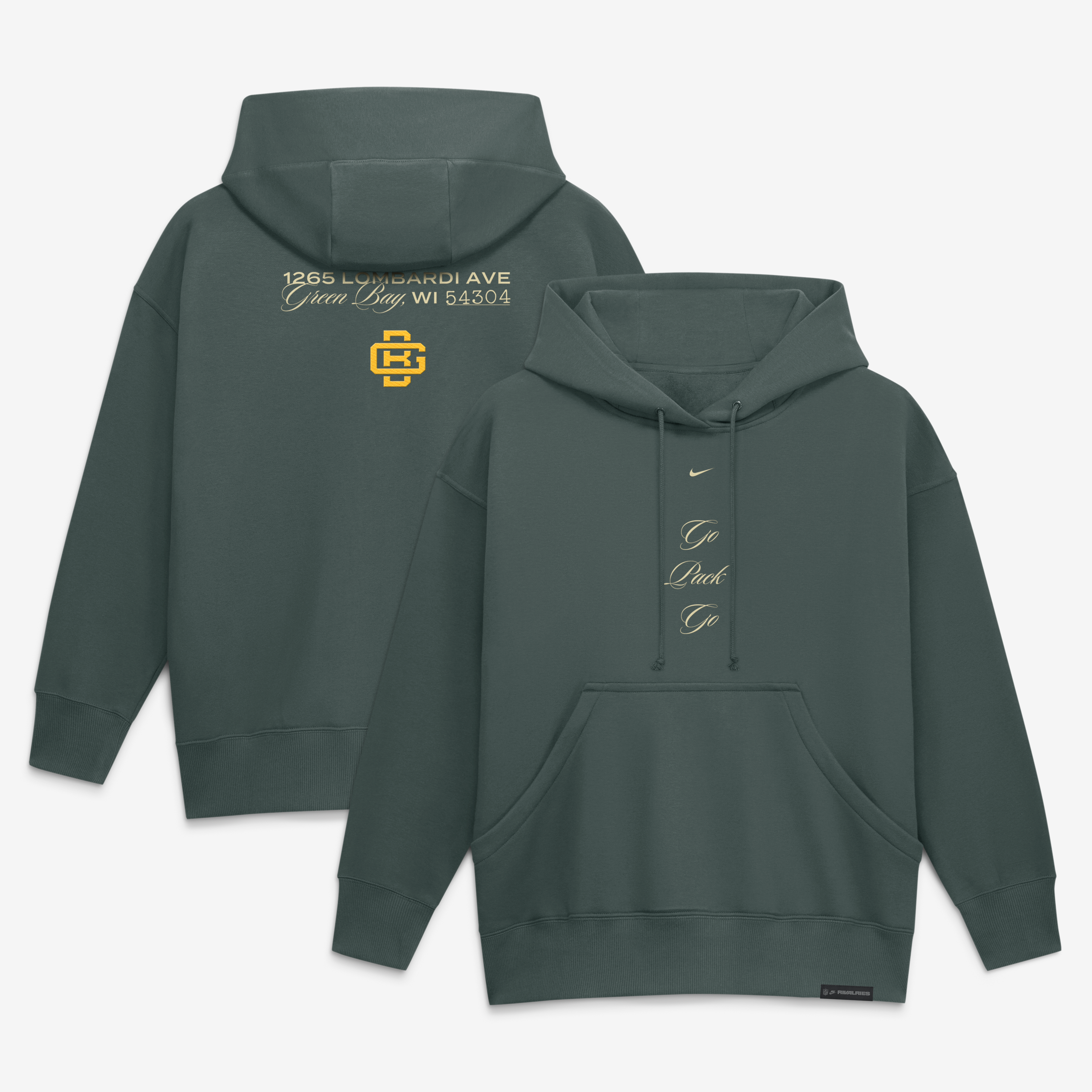 Sweat à capuche oversize Nike Green Bay Packers Collection 2026 Rivalries pour femme