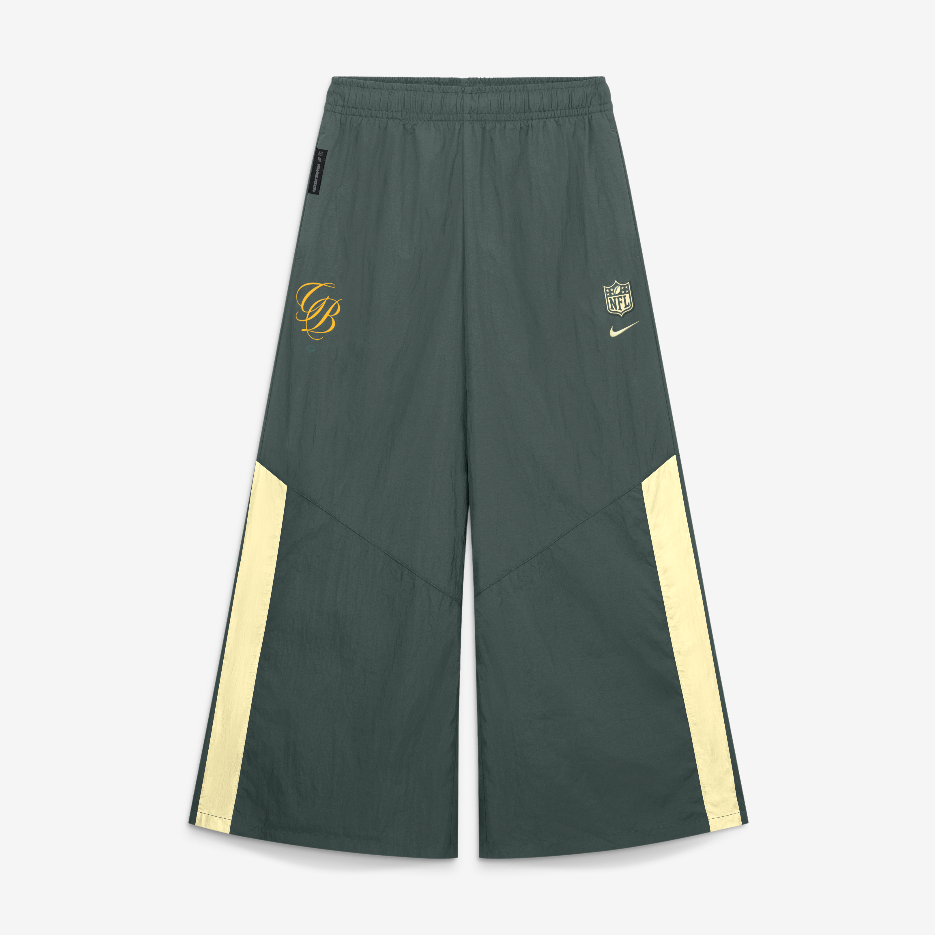 Pantalon tissé à jambes larges Nike Green Bay Packers Collection 2026 Rivalries pour femme
