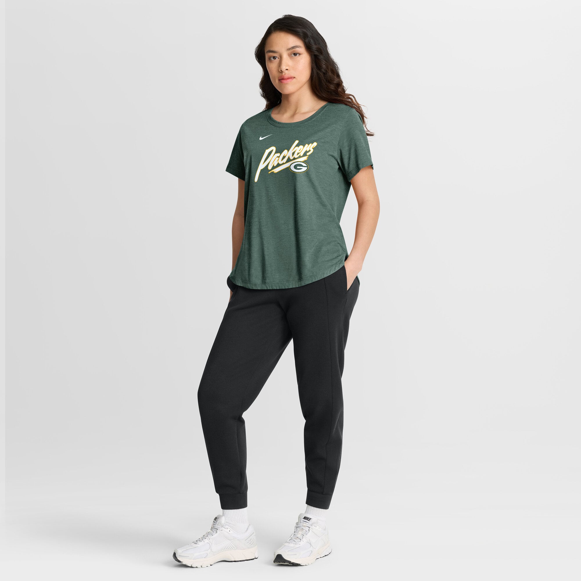Women's Nike Heather Green Bay Packers Lockup Tri-Blend T-Shirt