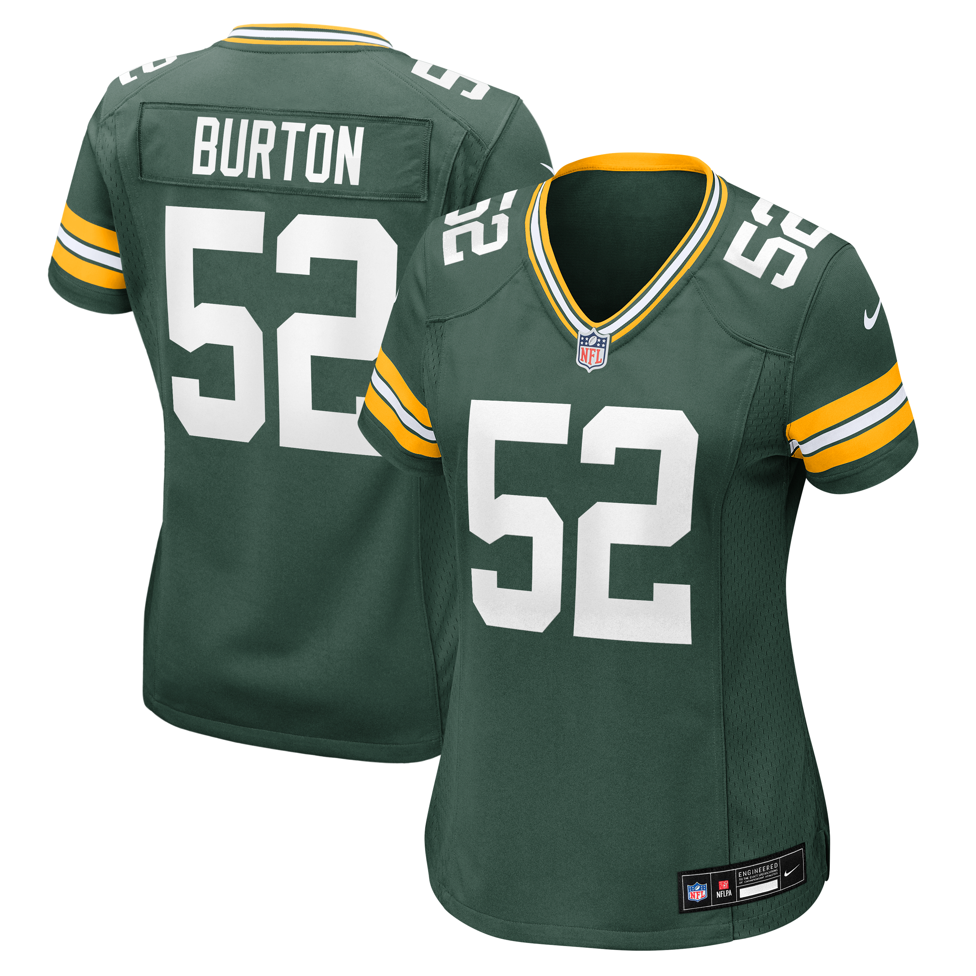 Women's Nike Jager Burton Green Bay Packers Team Game Jersey