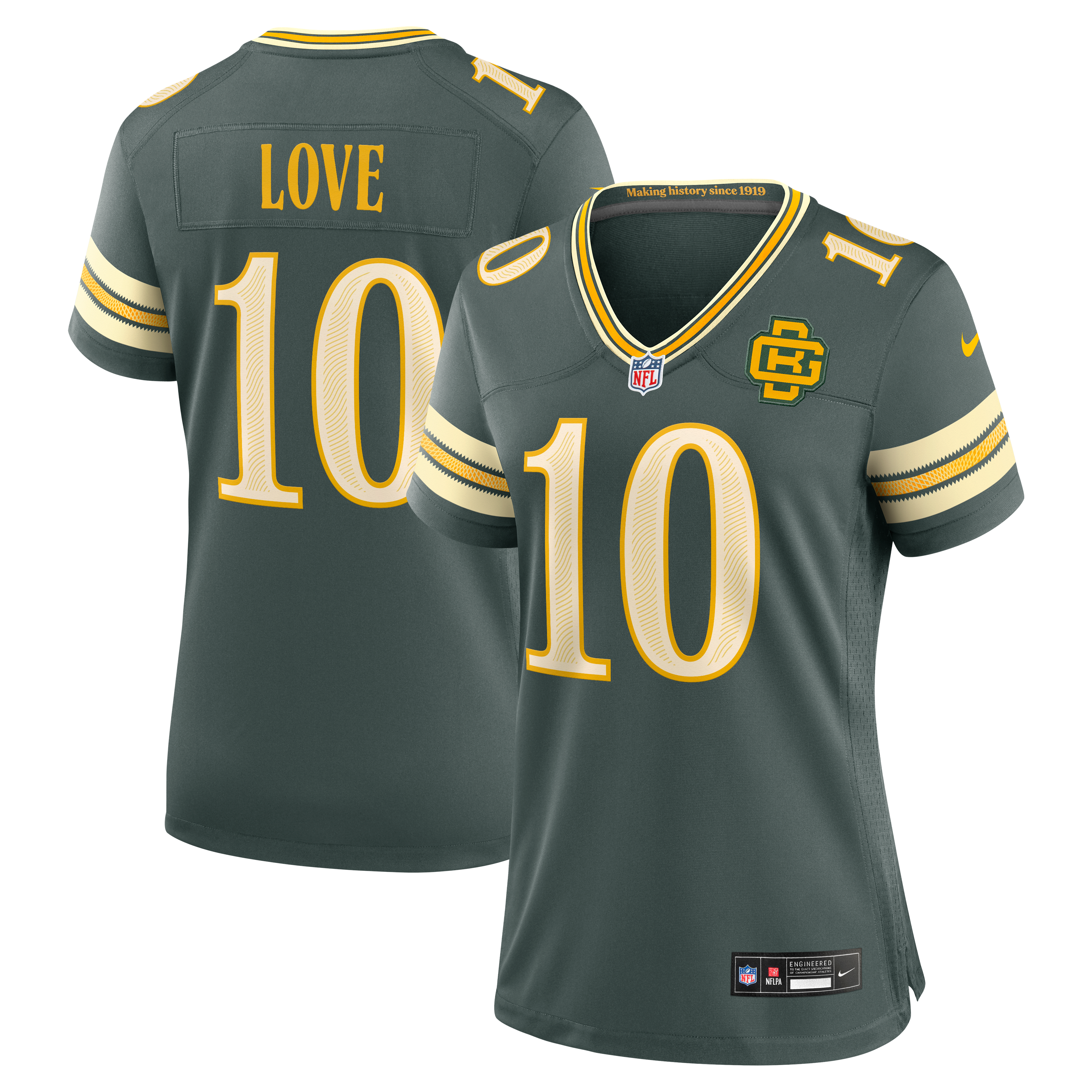 Women's Nike Jordan Love Green Bay Packers 2026 Rivalries Collection Game Jersey