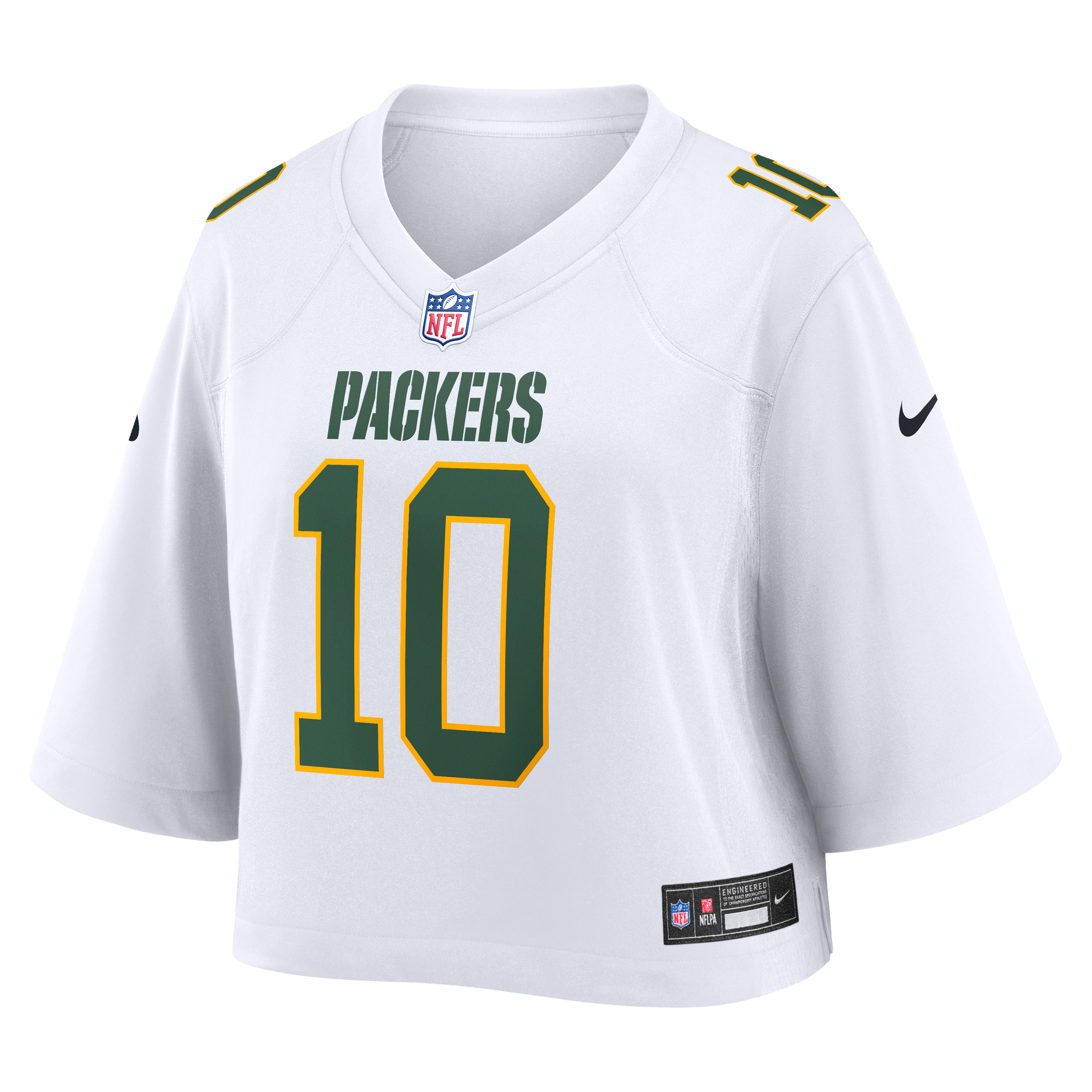 Maillot de match court Nike Jordan Love blanc Green Bay Packers pour femme