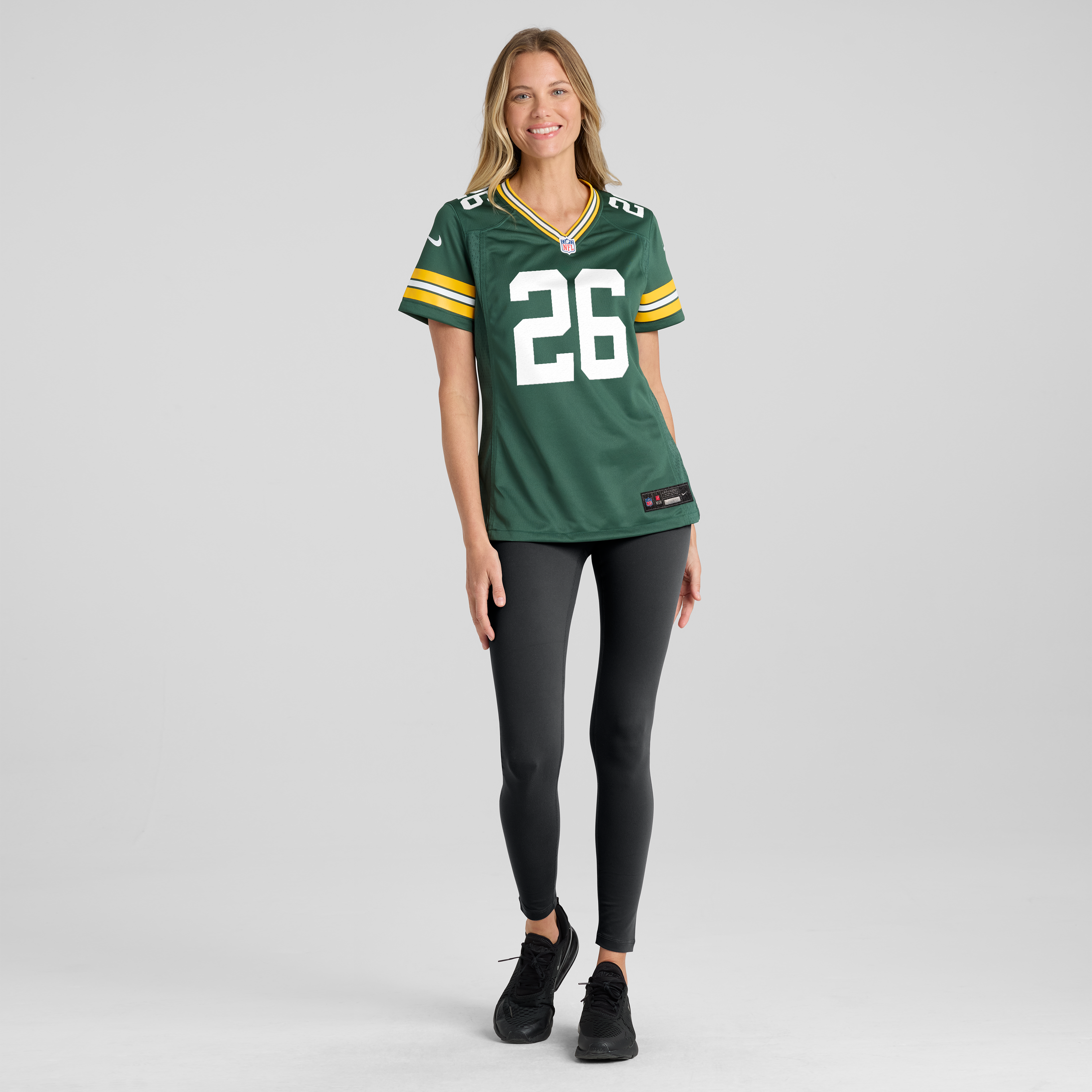 Maillot de match Nike Kaleb Johnson vert des Green Bay Packers pour femmes