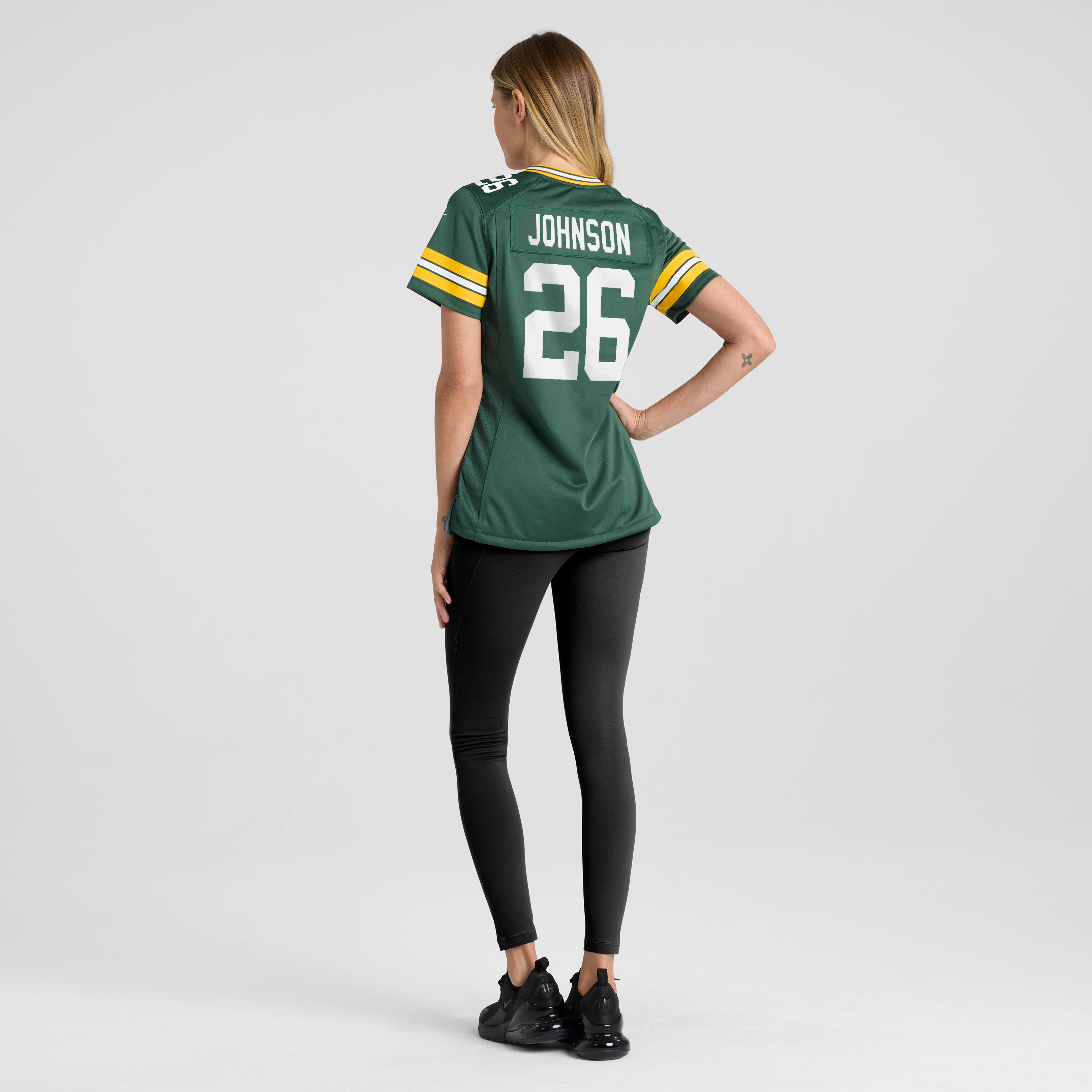 Maillot de match Nike Kaleb Johnson vert des Green Bay Packers pour femmes