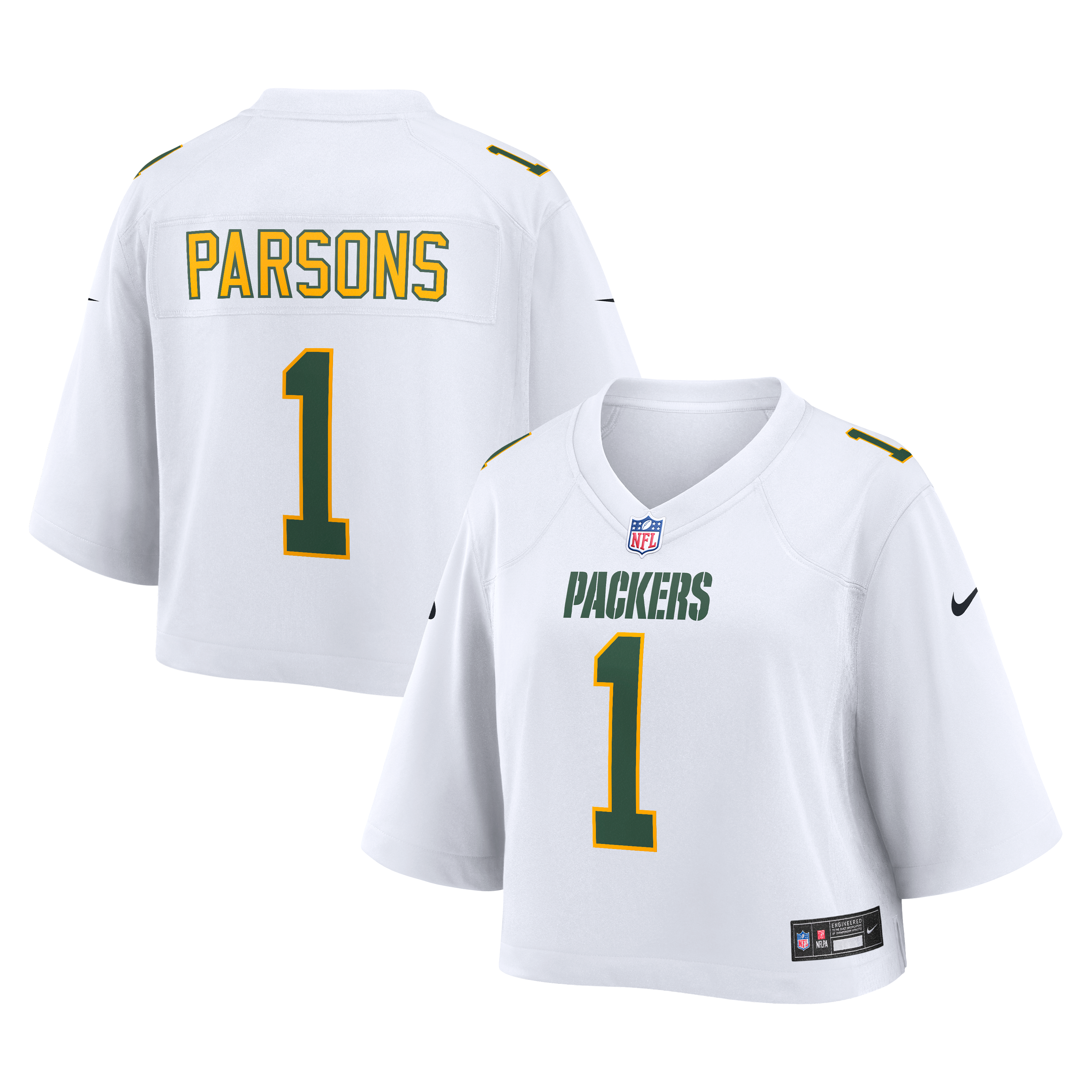 Maillot de match court Nike Micah Parsons blanc Green Bay Packers pour femme