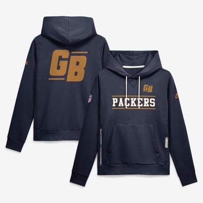  Green Bay Packers Women's Nike Sideline Standard Issue Alternate Dri-FIT Hoodie - Navy