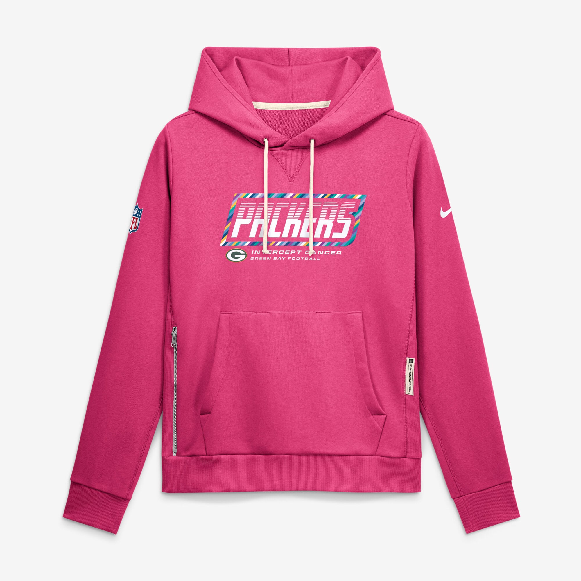 Women's Nike  Pink Green Bay Packers 2026 NFL Crucial Catch Sideline Standard Issue Dri-FIT Pullover Hoodie