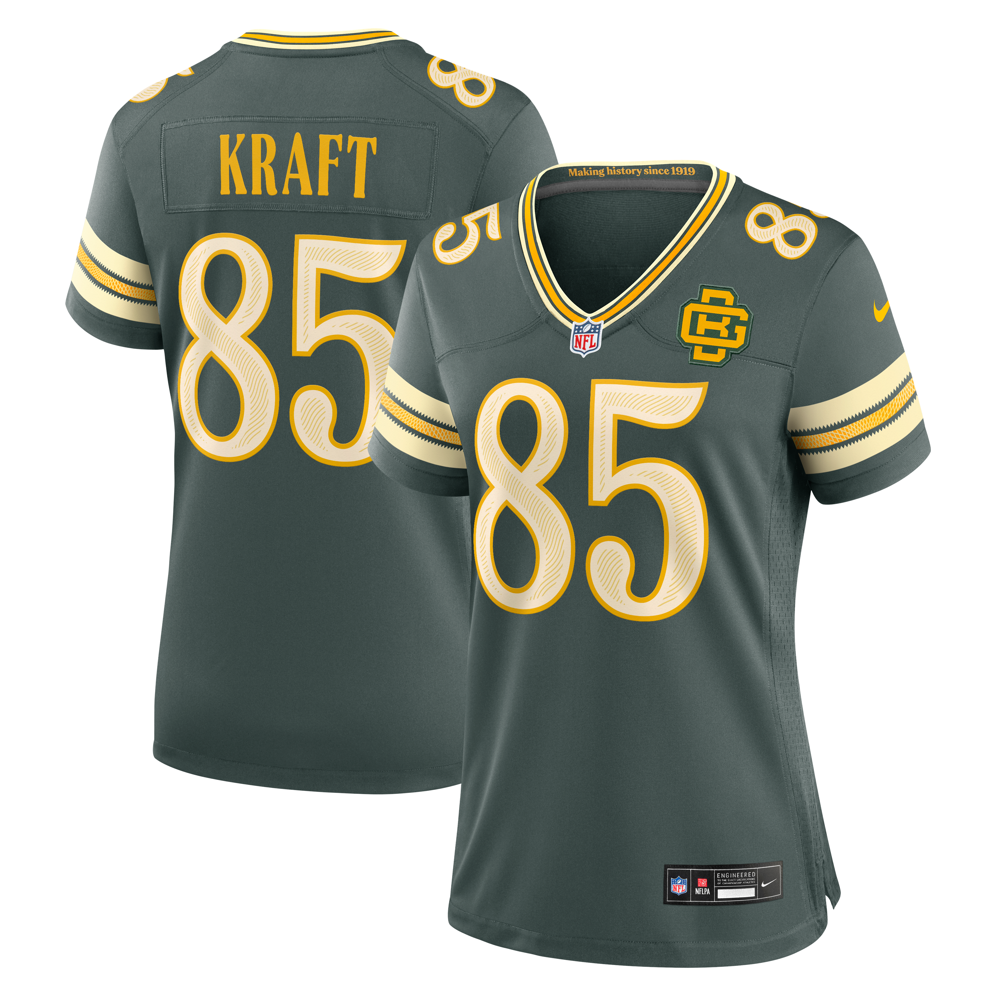 Women's Nike Tucker Kraft Green Bay Packers 2026 Rivalries Collection Game Jersey