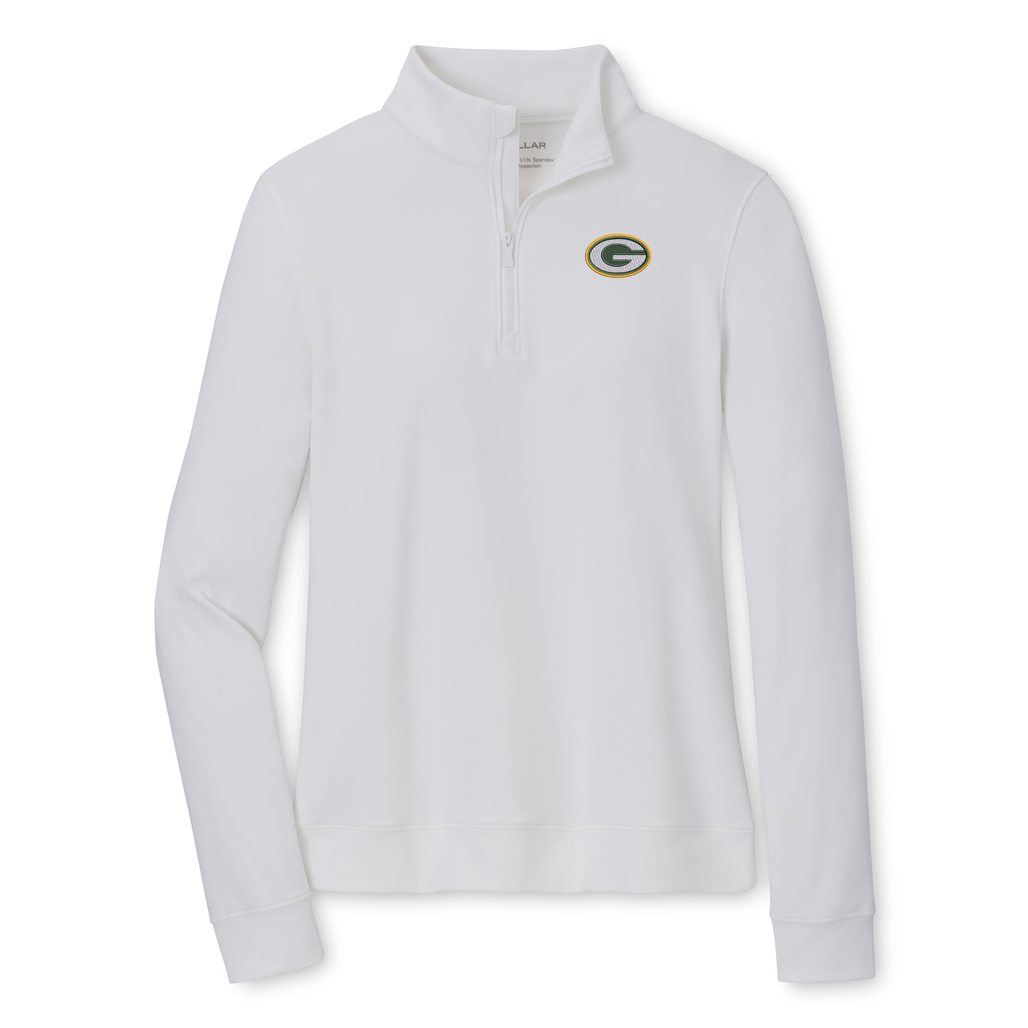 Pull-over Peter Millar blanc Green Bay Packers Perth à col zippé pour femme