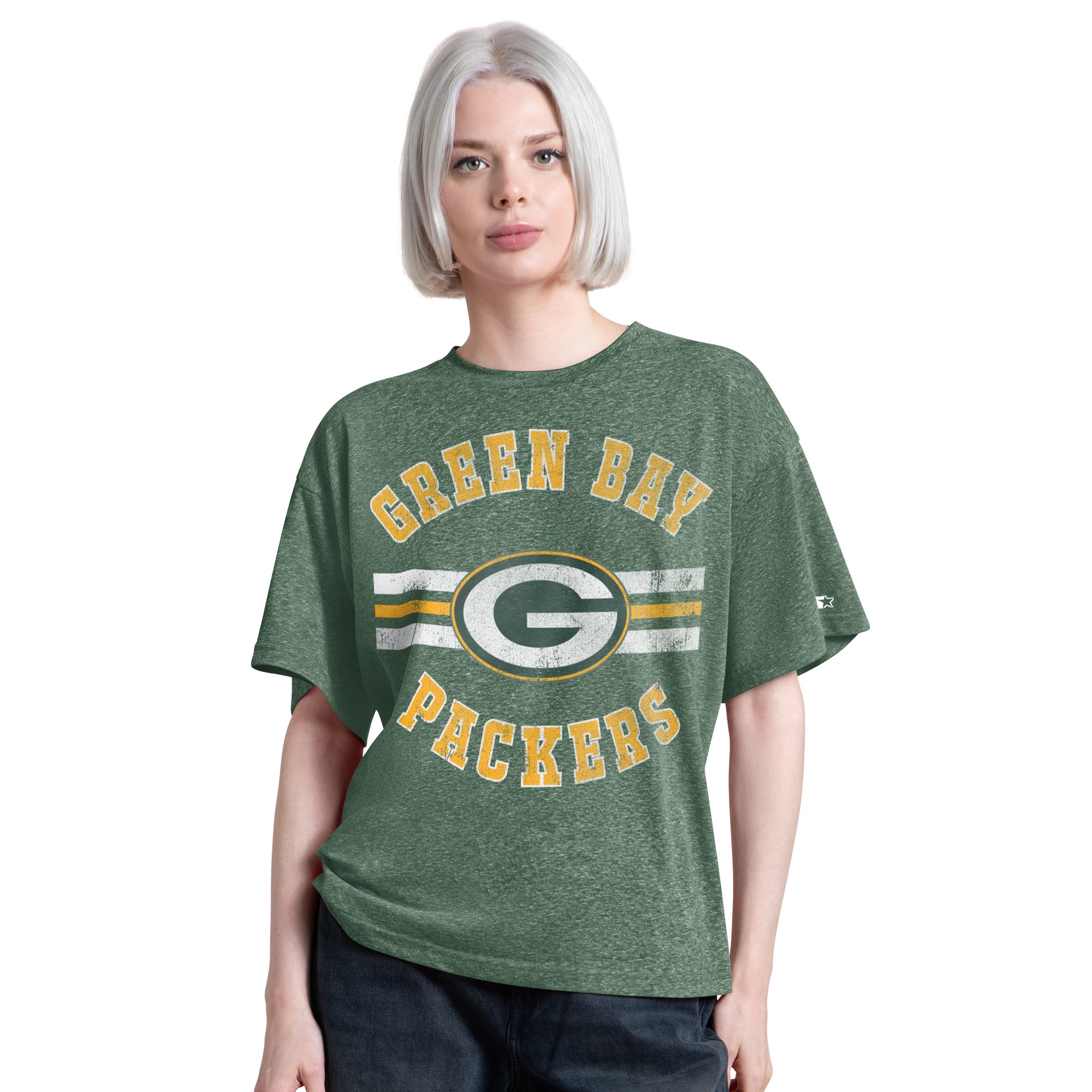 T-shirt Starter Green Bay Packers Jump Shot Boyfriend Tri-Blend pour femme