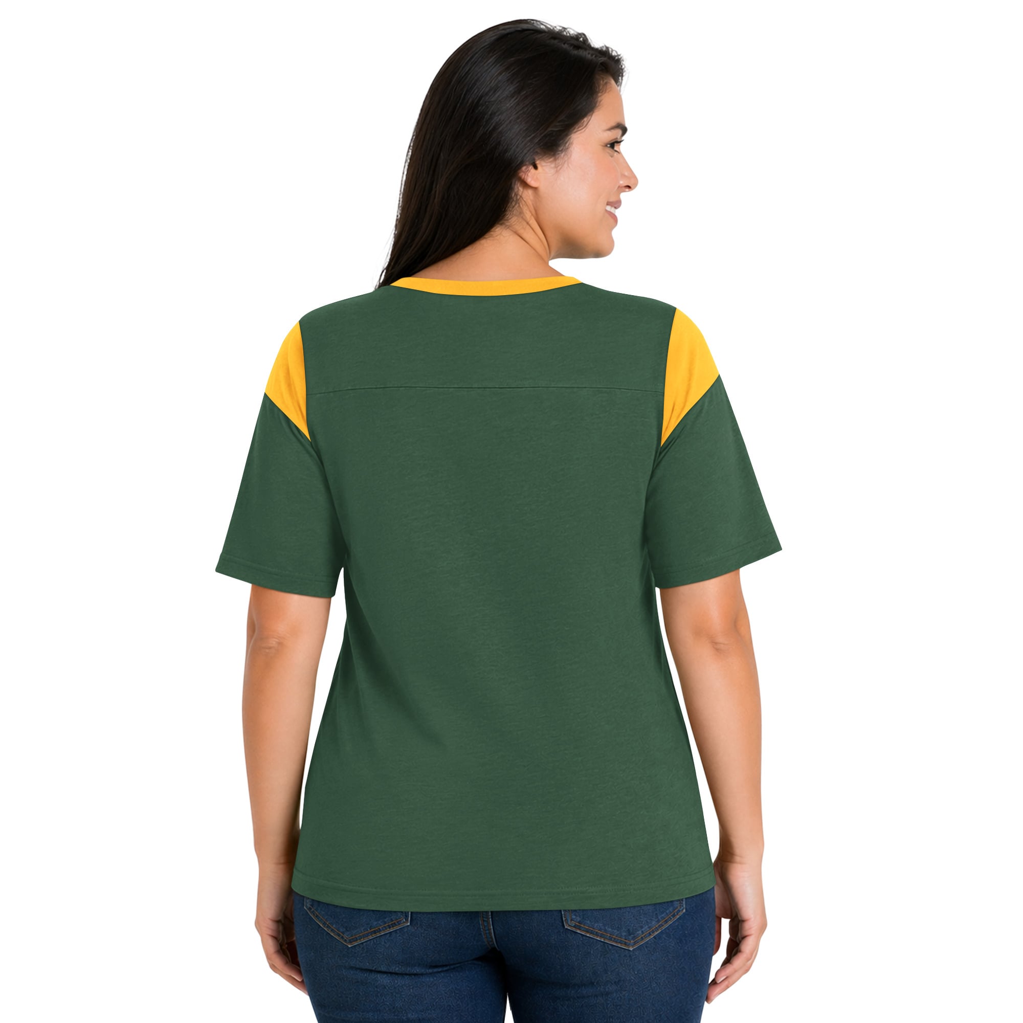 T-shirt Starter Green Bay Packers grande taille pour femme, style linebacker, en maille chinée.