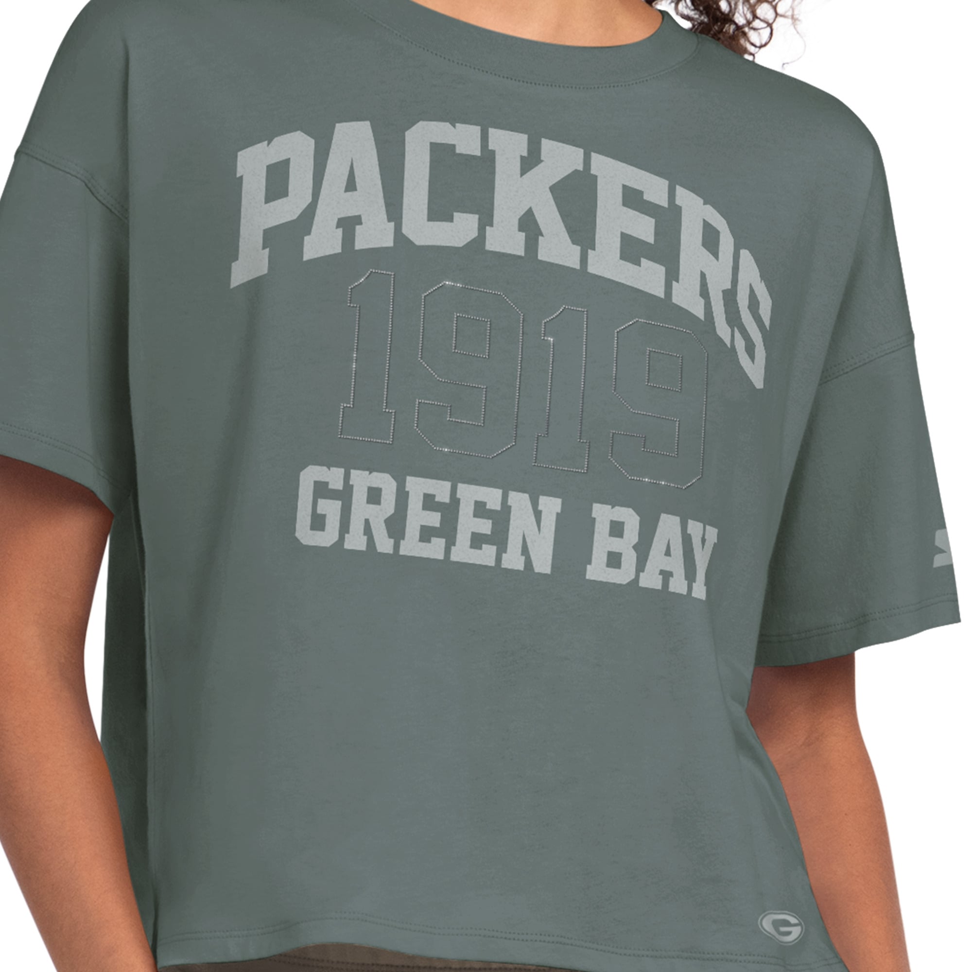 T-shirt court à strass Starter Green Bay Packers pour femme