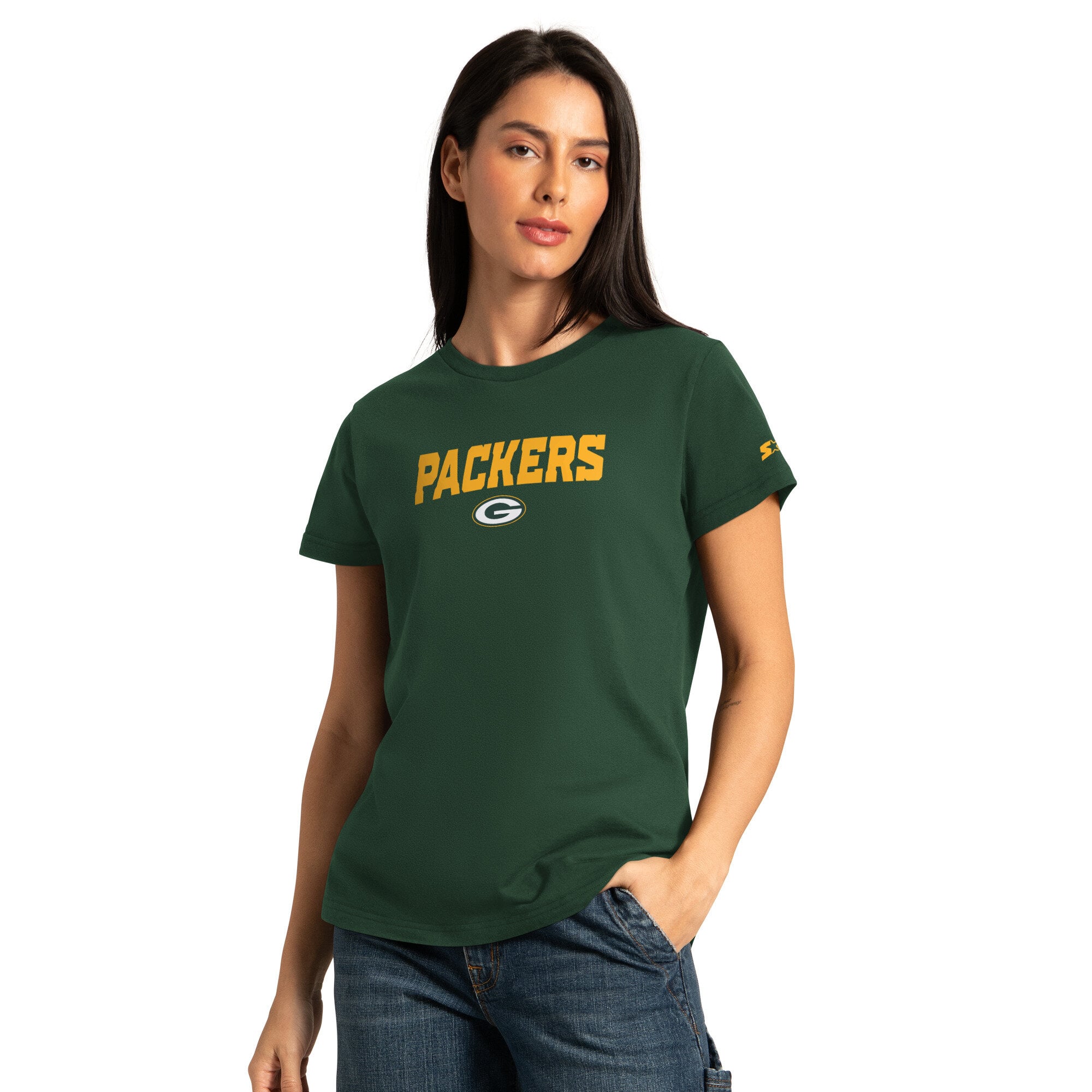 Pack de t-shirts à manches courtes et longues Starter Green/Cash Green Bay Packers pour femmes