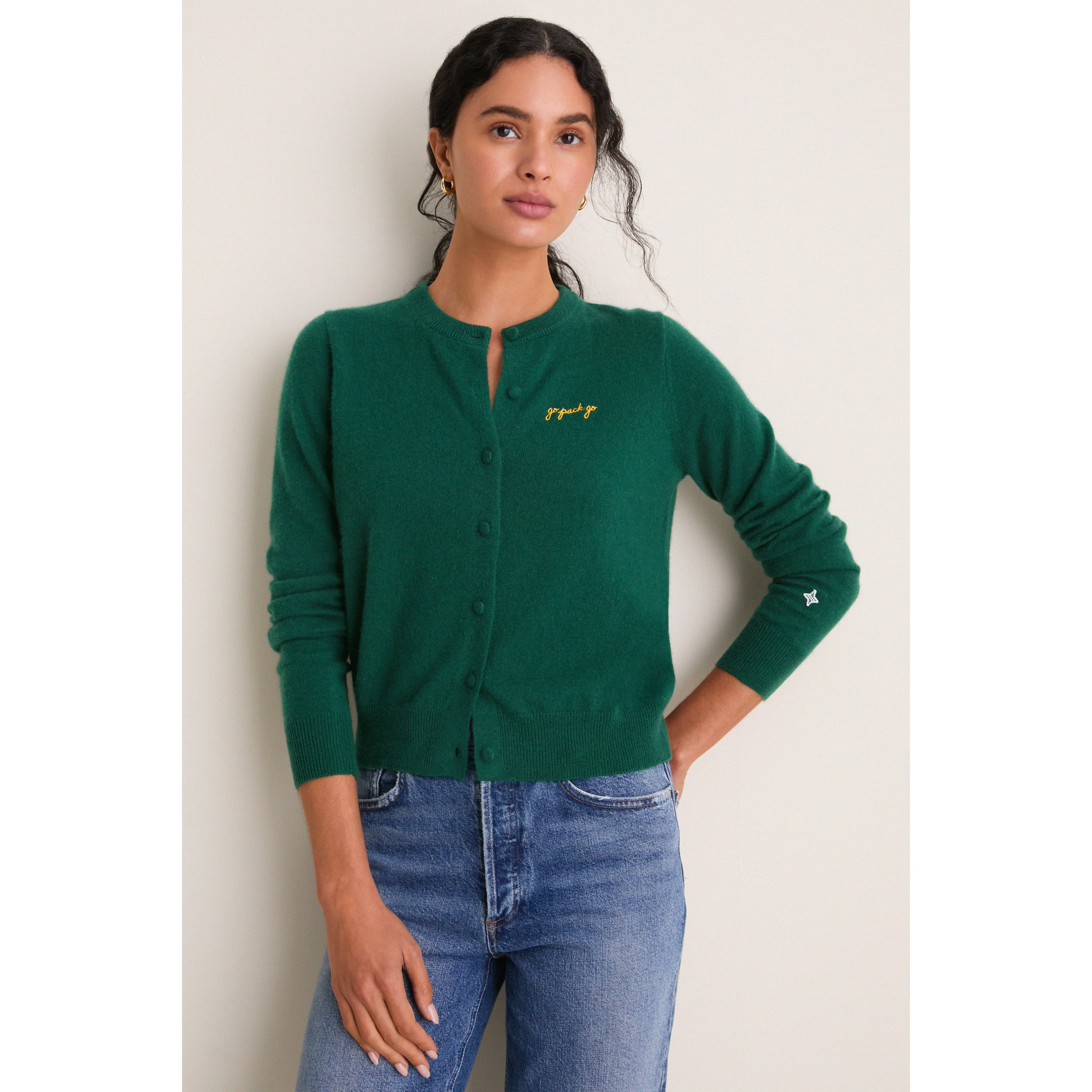 Gilet en cachemire à boutons Tuckernuck vert Green Bay Packers pour femme