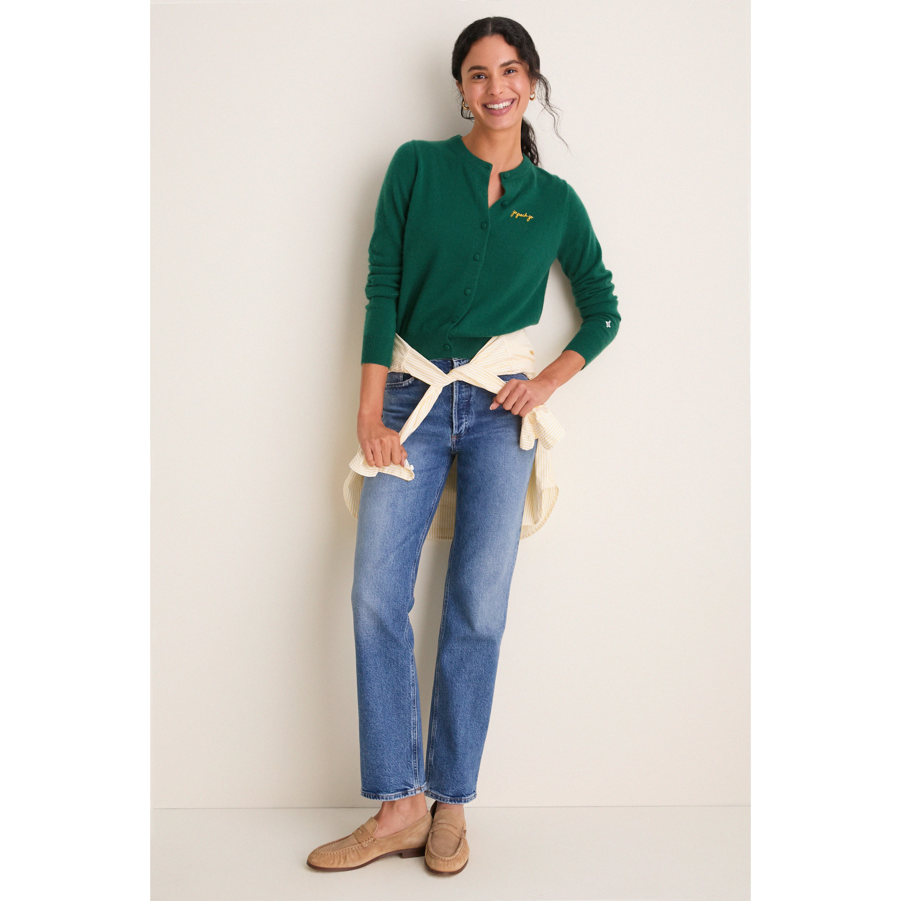Gilet en cachemire à boutons Tuckernuck vert Green Bay Packers pour femme