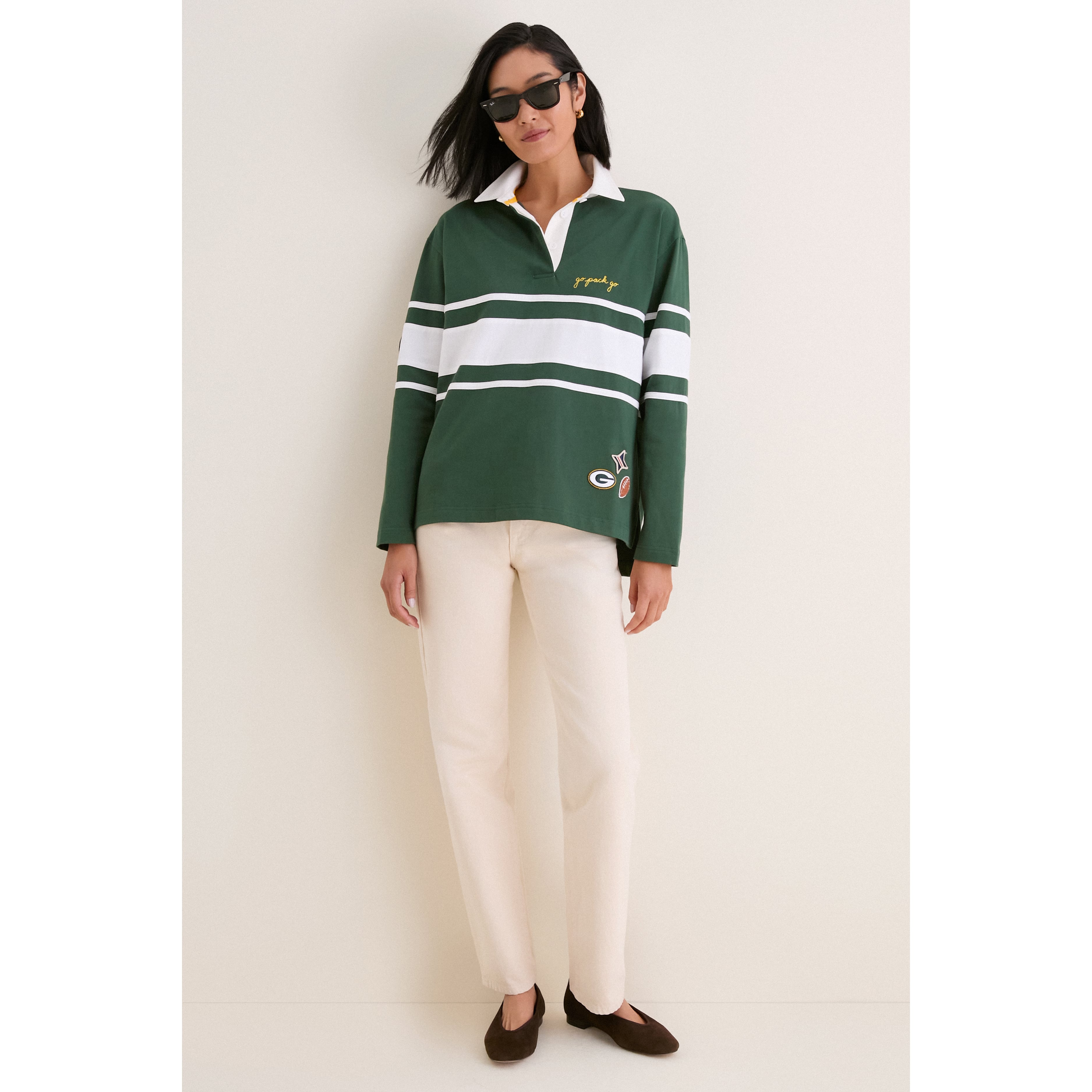 Polo de rugby à manches longues Tuckernuck Green Bay Packers pour femme