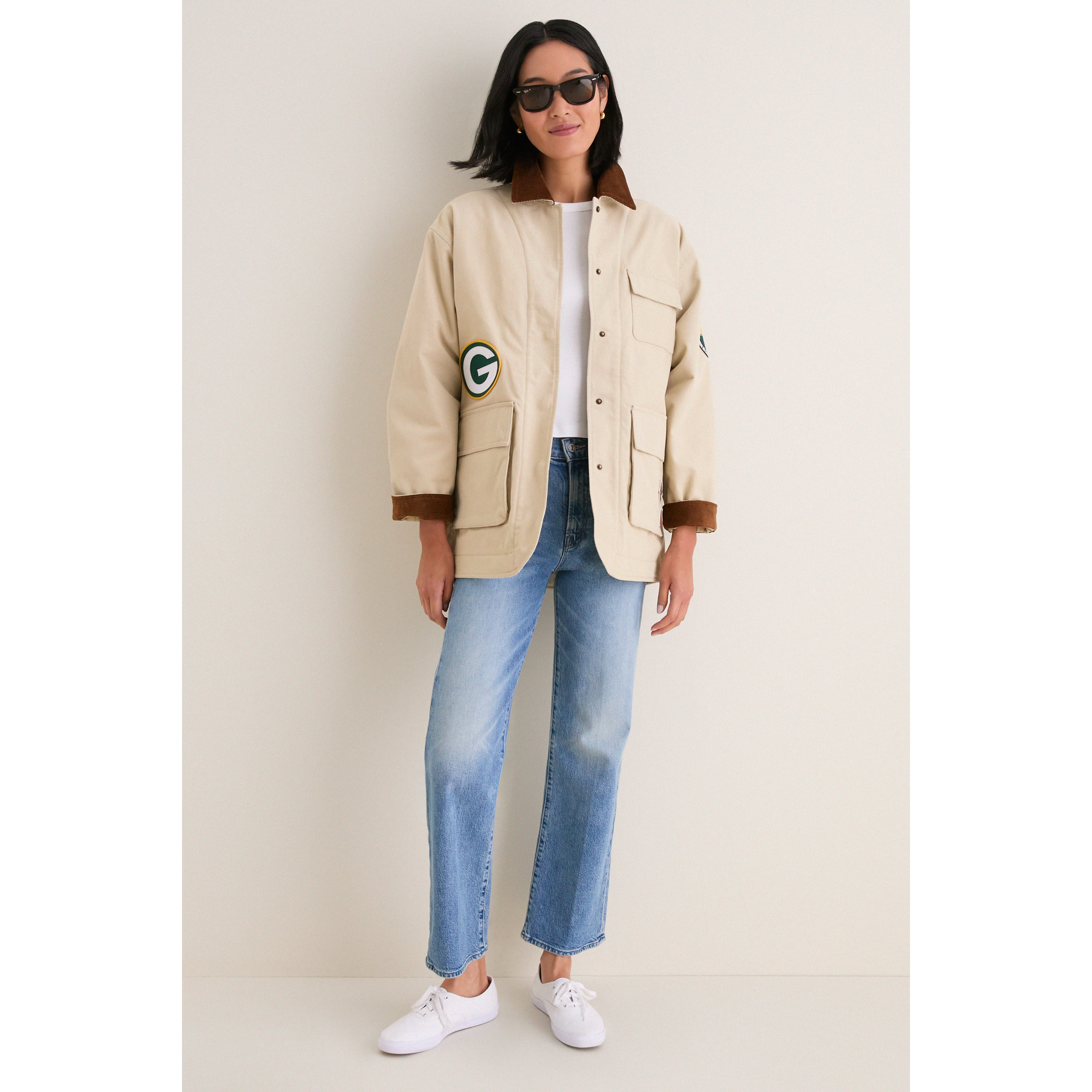 Veste de grange Tuckernuck Stone Green Bay Packers pour femmes, à boutons-pression.
