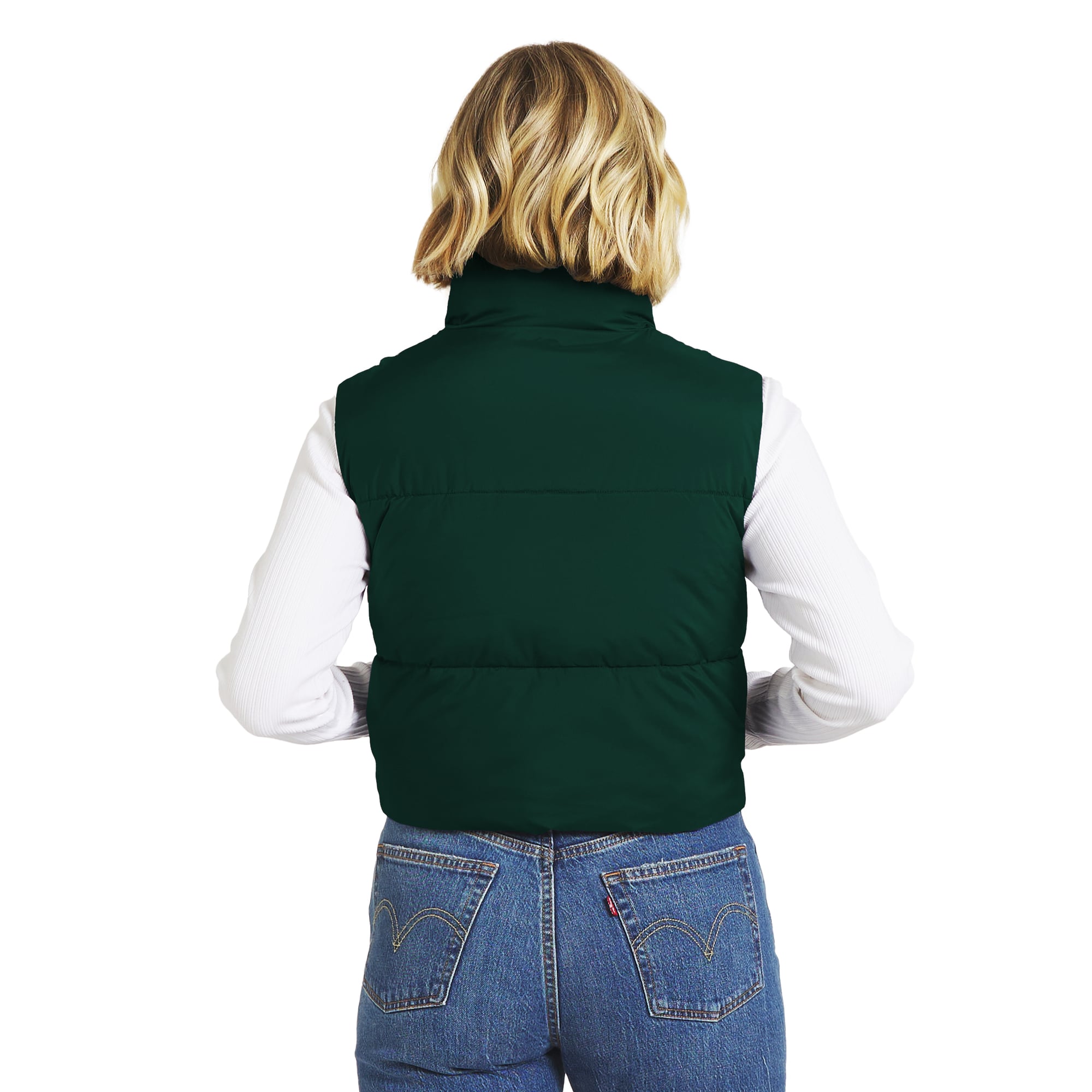 Gilet matelassé court zippé vert Green Bay Packers pour femme, par Erin Andrews WEAR by