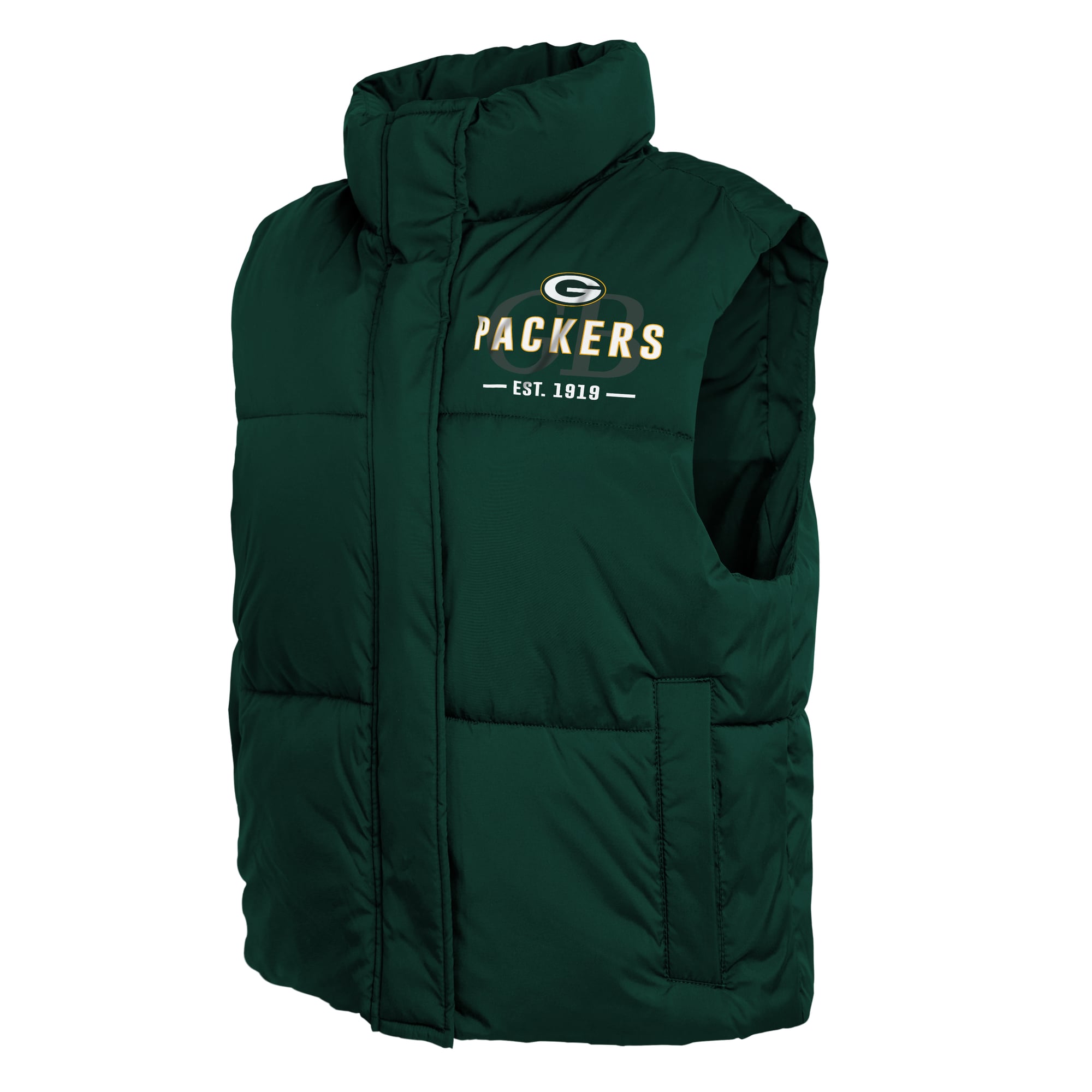 Gilet matelassé court zippé vert Green Bay Packers pour femme, par Erin Andrews WEAR by