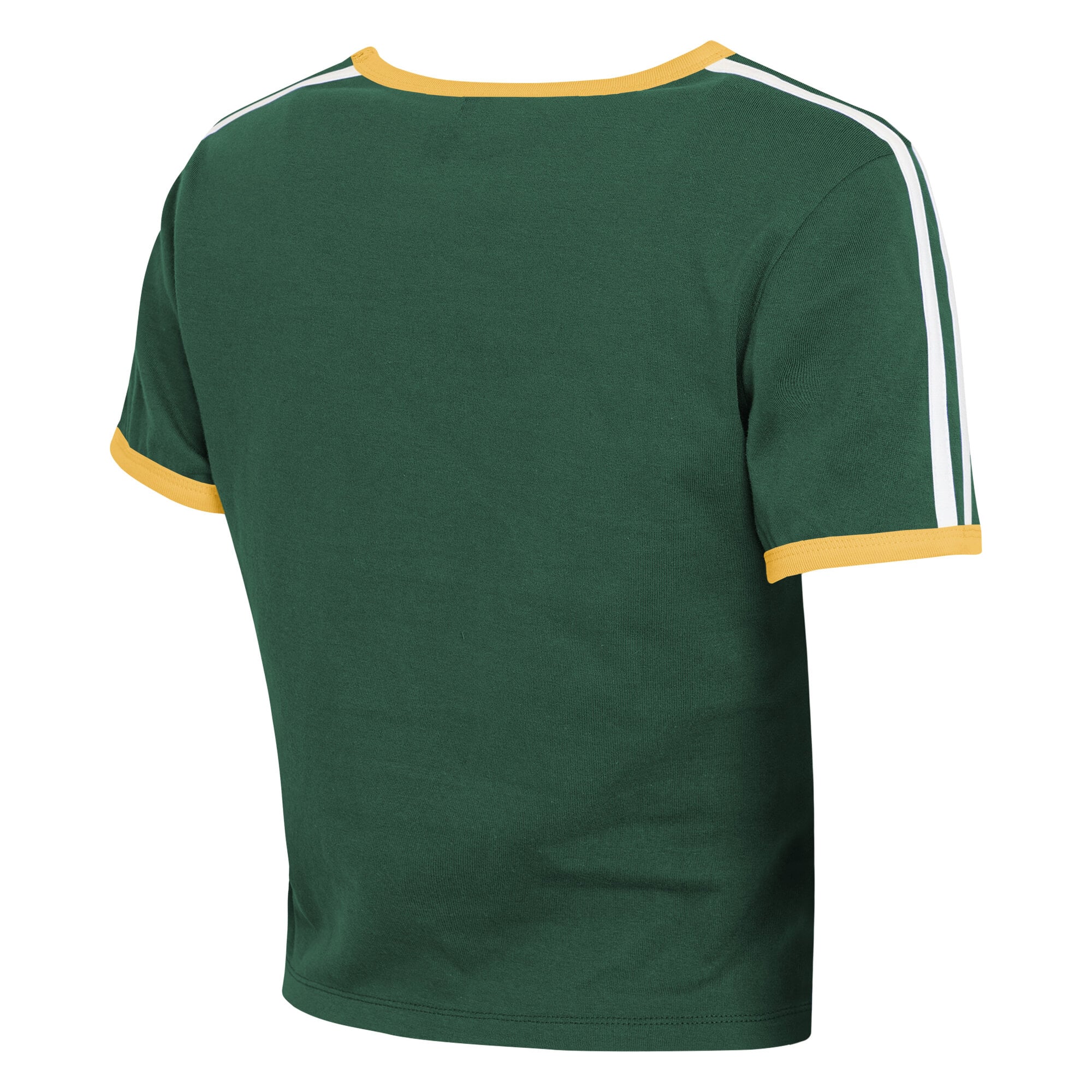 Women's WEAR by Erin Andrews Green Bay Packers Cropped Throwback Ringer Baby T-Shirt