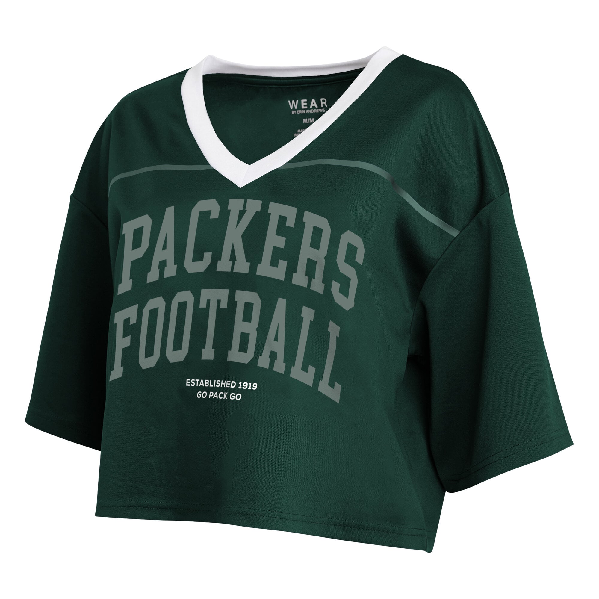 Women's WEAR by Erin Andrews Green Bay Packers Cropped V-Neck Jersey T-Shirt