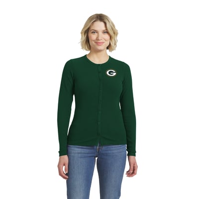  Green Bay Packers WEAR by Erin Andrews Women's Ribbed Full-Button Cardigan Sweater - Green
