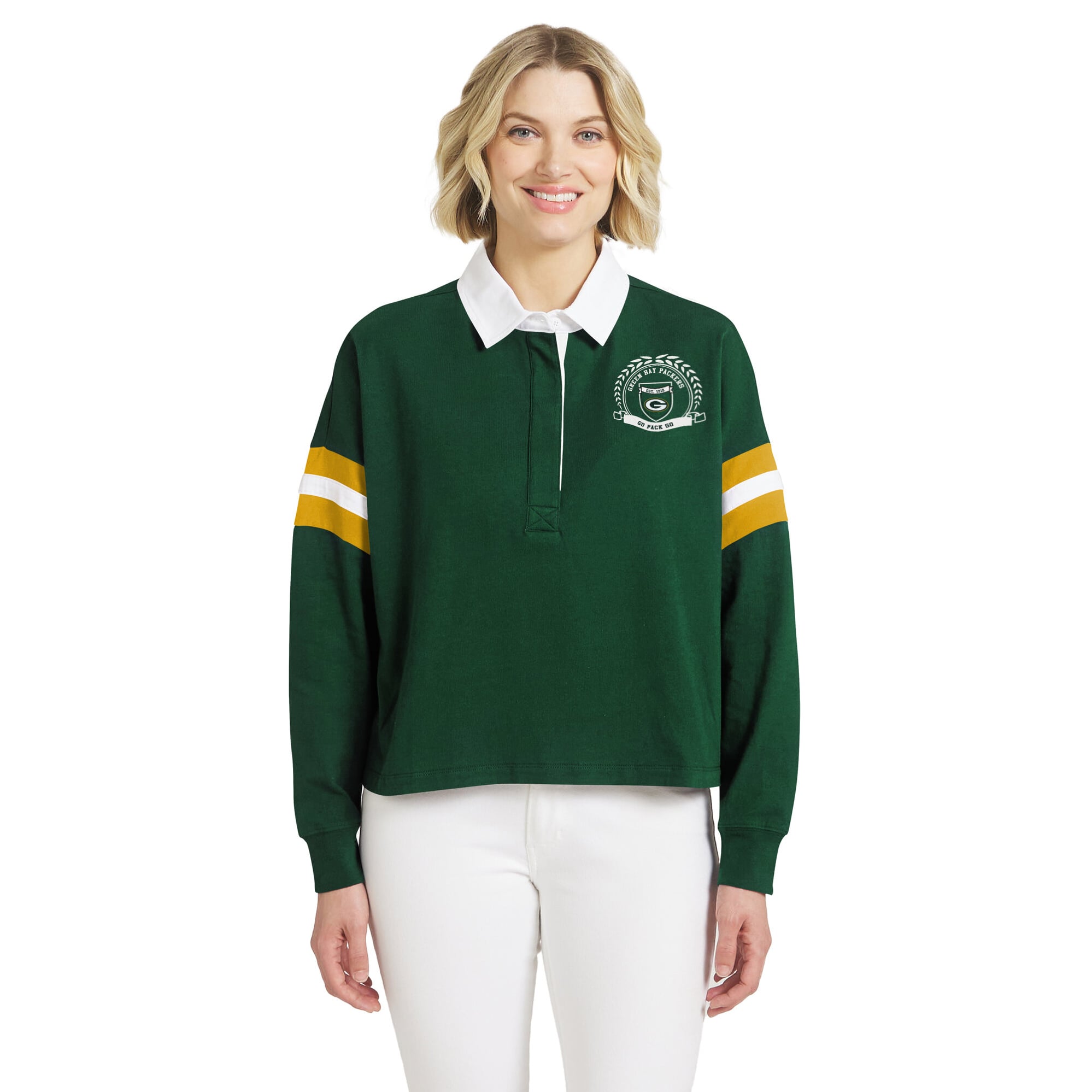T-shirt à manches longues Green Bay Packers Rugby pour femmes de la marque WEAR by Erin Andrews