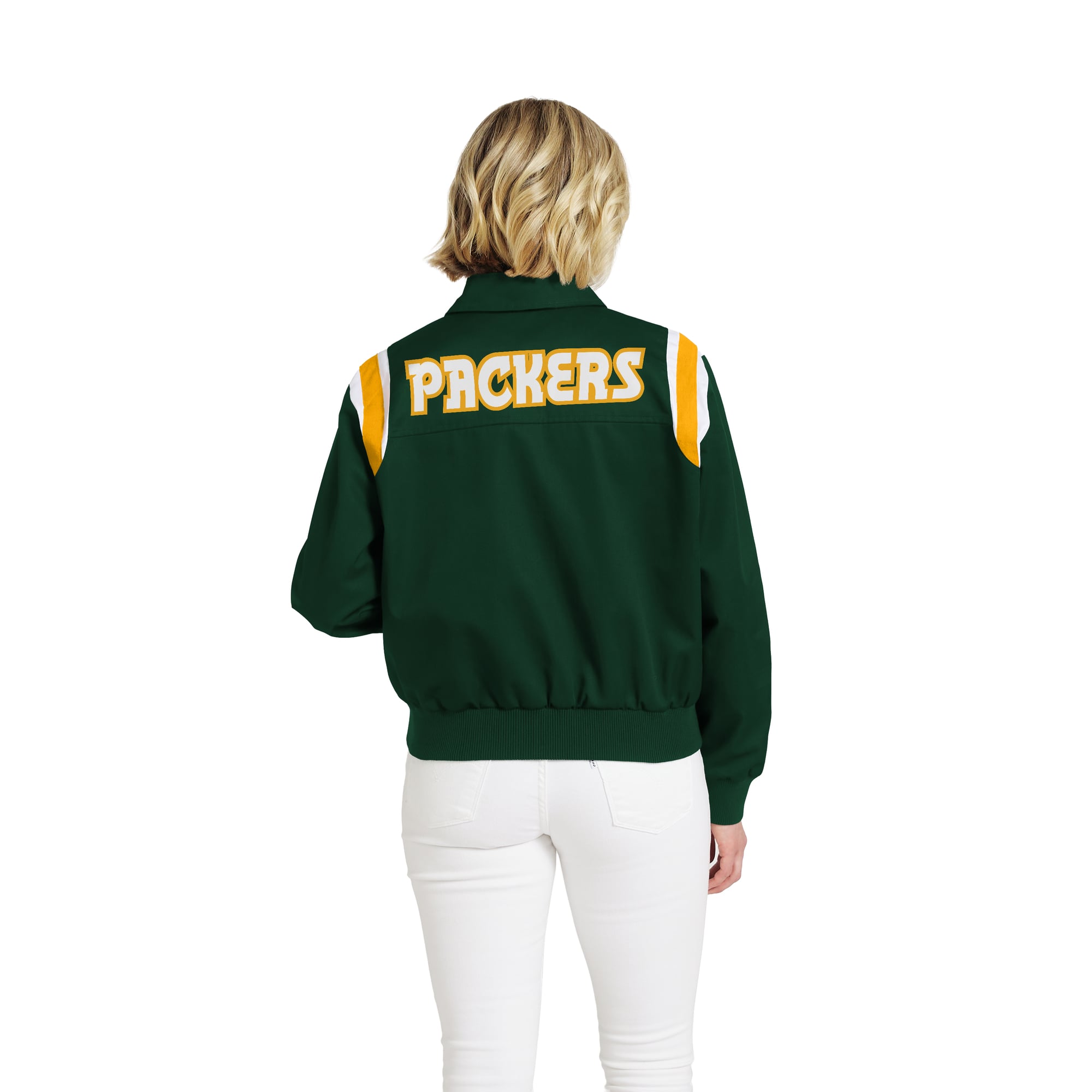 Veste zippée intégrale en sergé à rayures sur les épaules, style Green Bay Packers, par WEAR by Erin Andrews, pour femme
