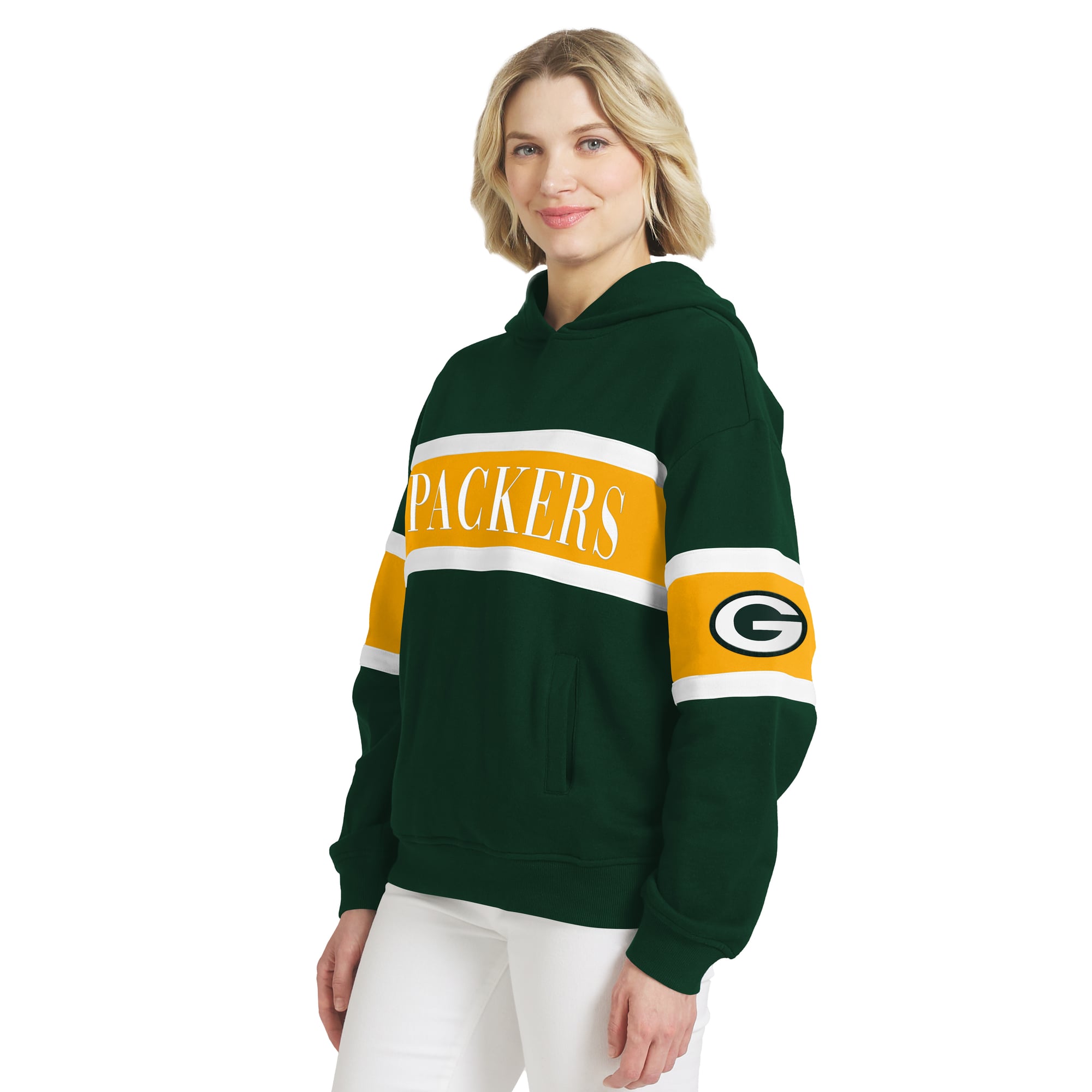 Sweat à capuche rayé vert Green Bay Packers pour femmes de la marque WEAR by Erin Andrews
