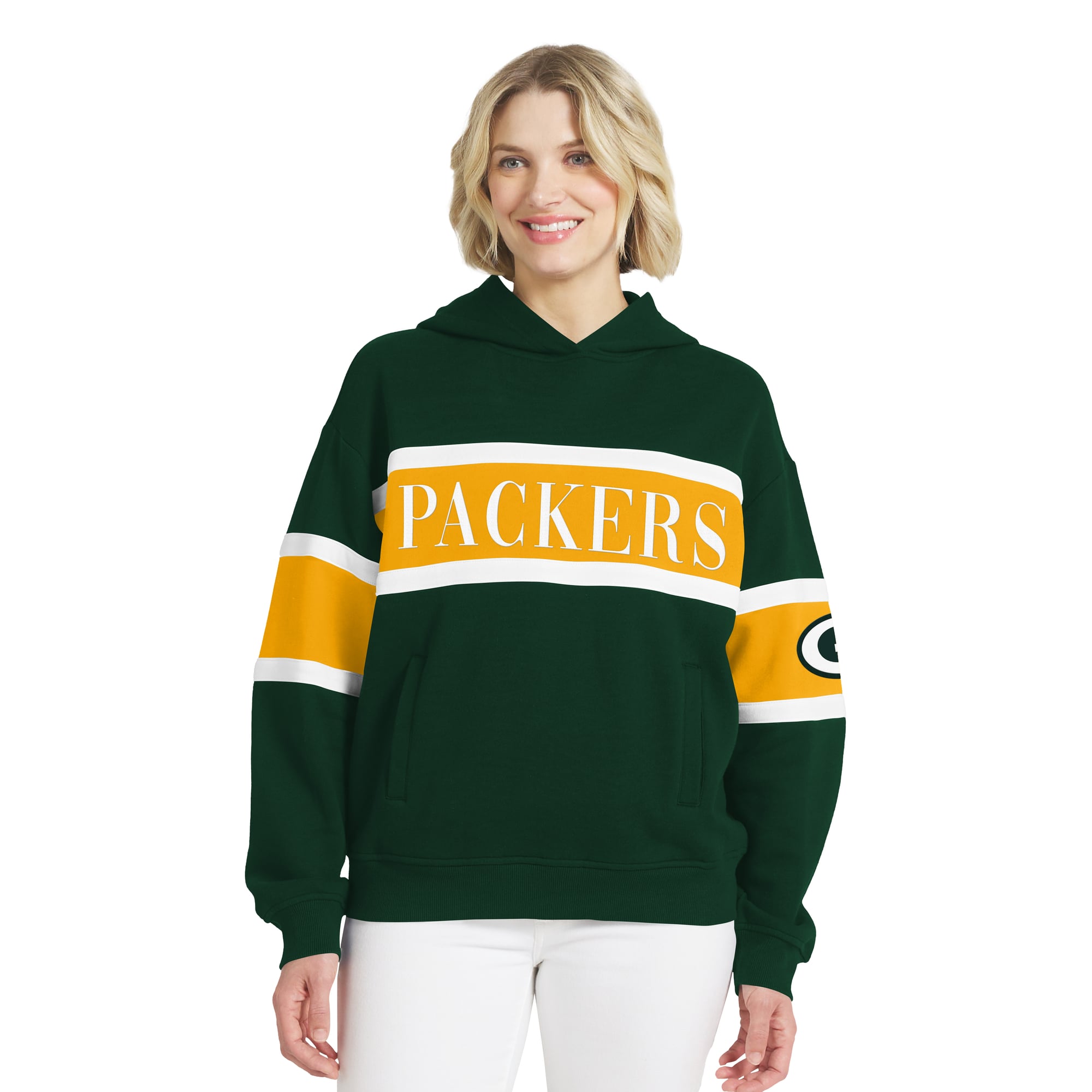 Sweat à capuche rayé vert Green Bay Packers pour femmes de la marque WEAR by Erin Andrews