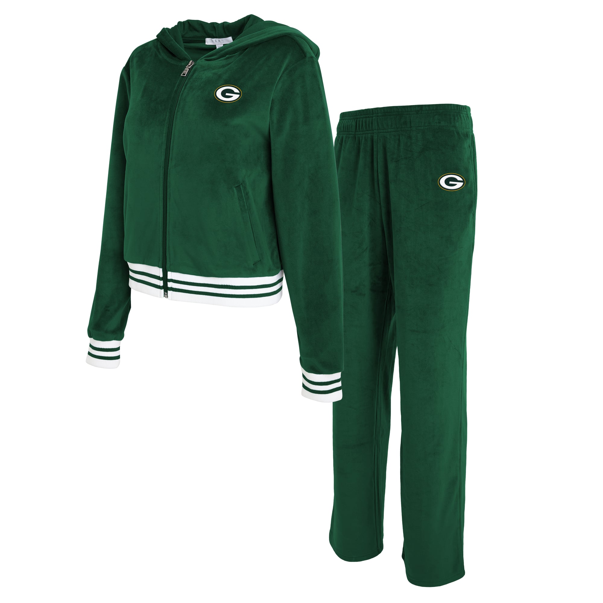 Survêtement en velours vert Green Bay Packers pour femmes de la marque WEAR by Erin Andrews
