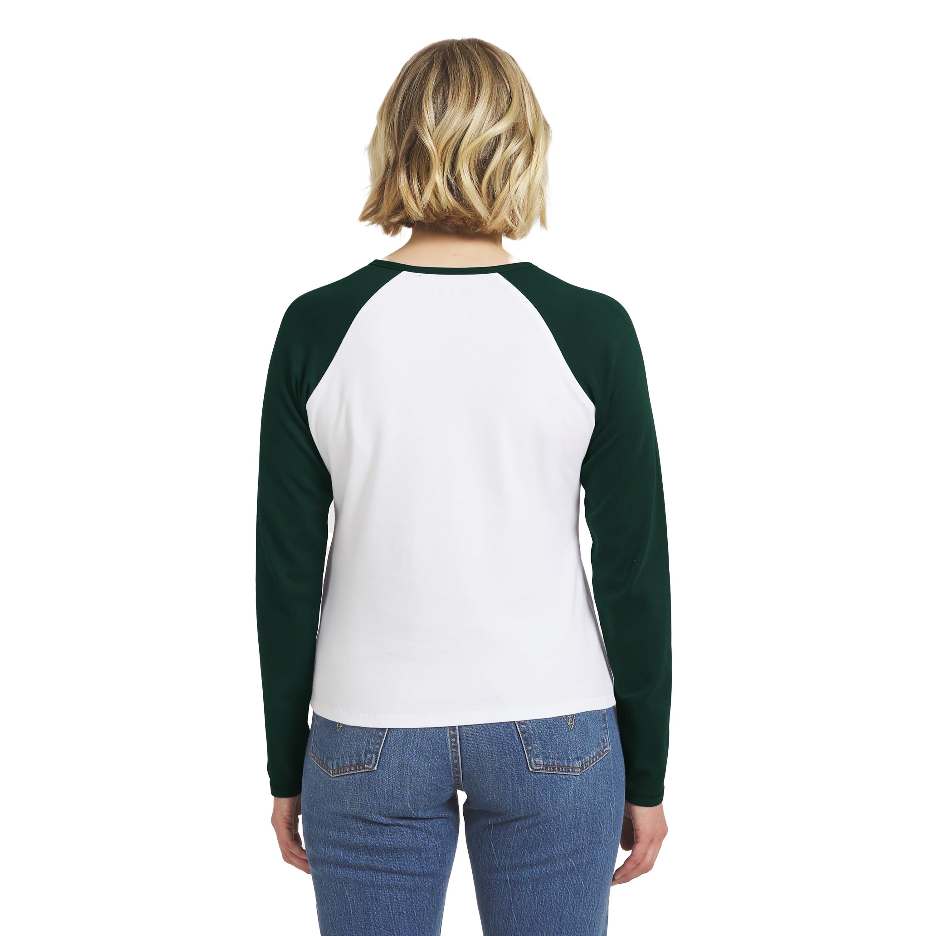Women's WEAR by Erin Andrews  White/Green Green Bay Packers Henley Long Sleeve Raglan T-Shirt