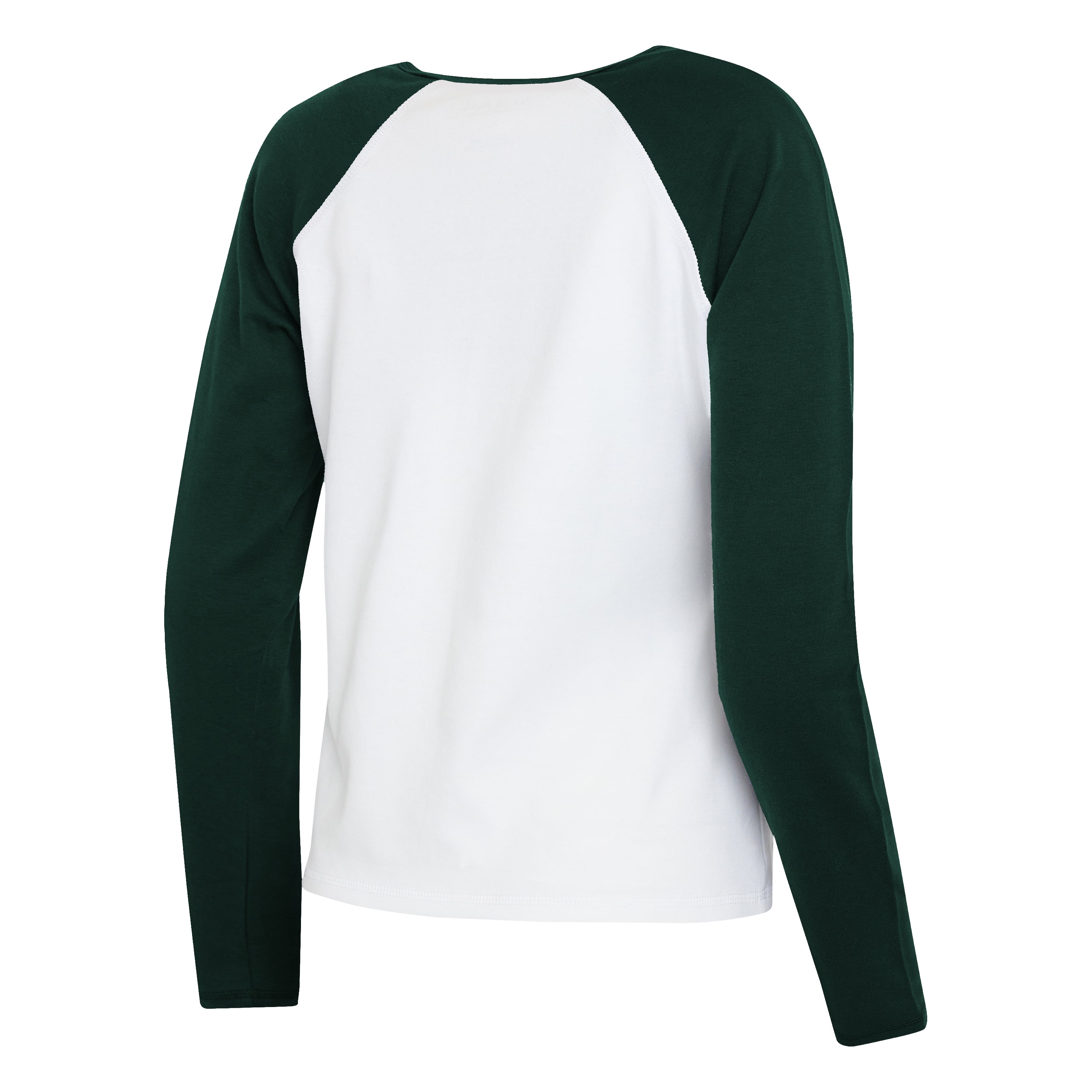 Women's WEAR by Erin Andrews  White/Green Green Bay Packers Henley Long Sleeve Raglan T-Shirt