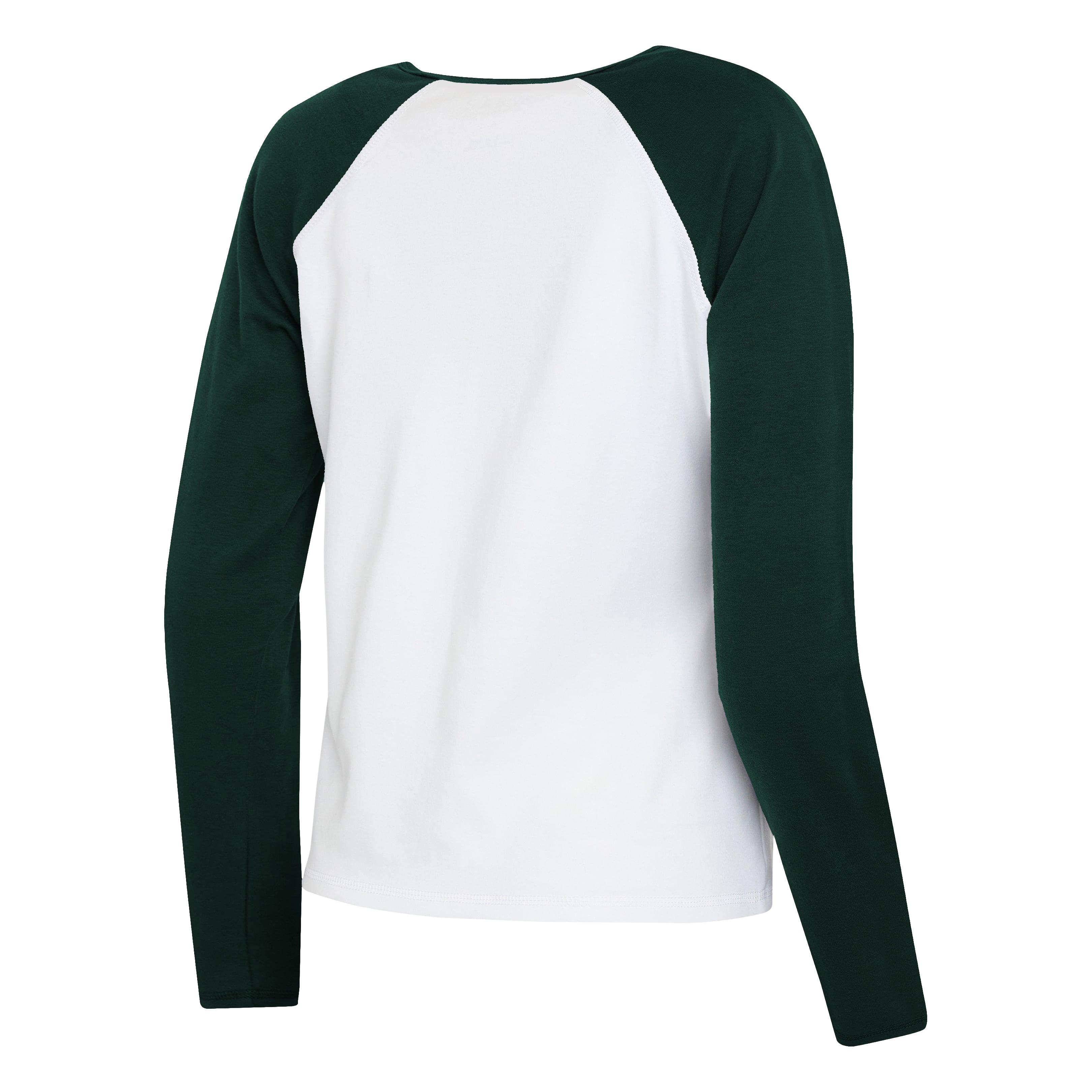 Women's WEAR by Erin Andrews White/Green Green Bay Packers Plus Henley Long Sleeve Raglan T-Shirt