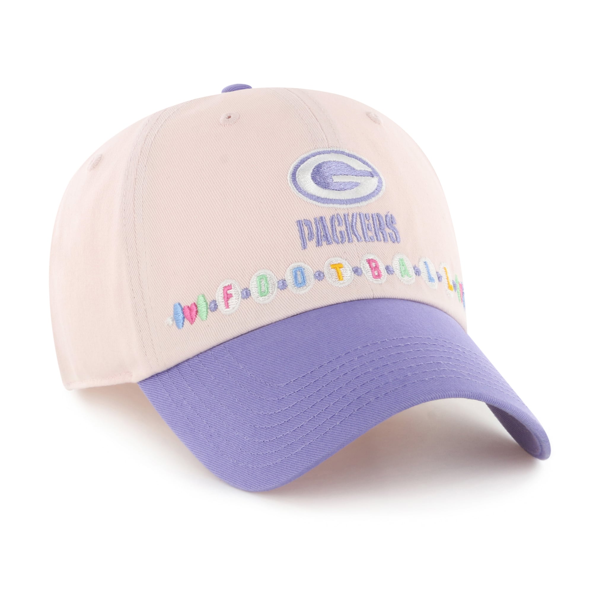 Youth '47 Pink/Purple Green Bay Packers Friendship Bracelet Clean Up Adjustable Hat