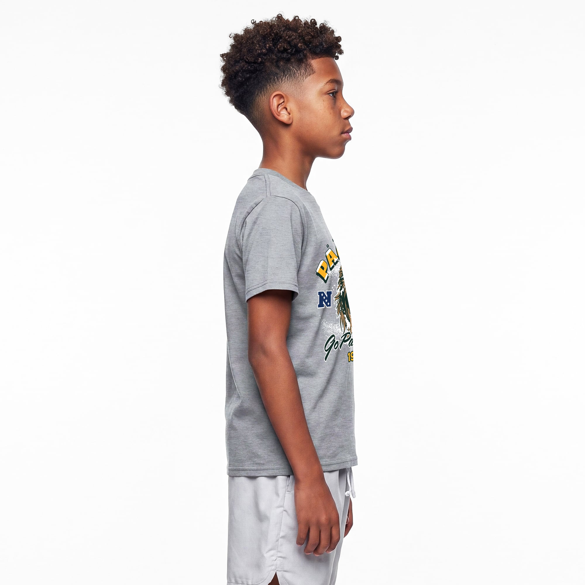 Youth Disney x Champion Heather Gray Green Bay Packers Chewbacca T-Shirt