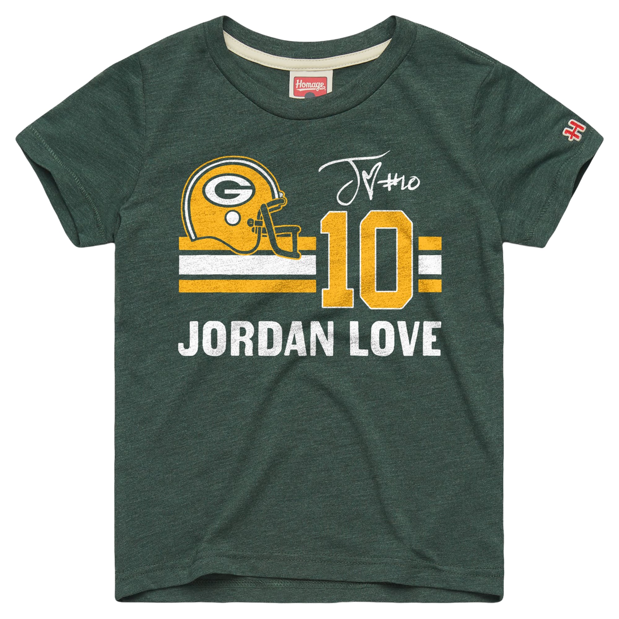 T-shirt Jordan Love Green Bay Packers Remix Signature Tri-Blend pour jeunes
