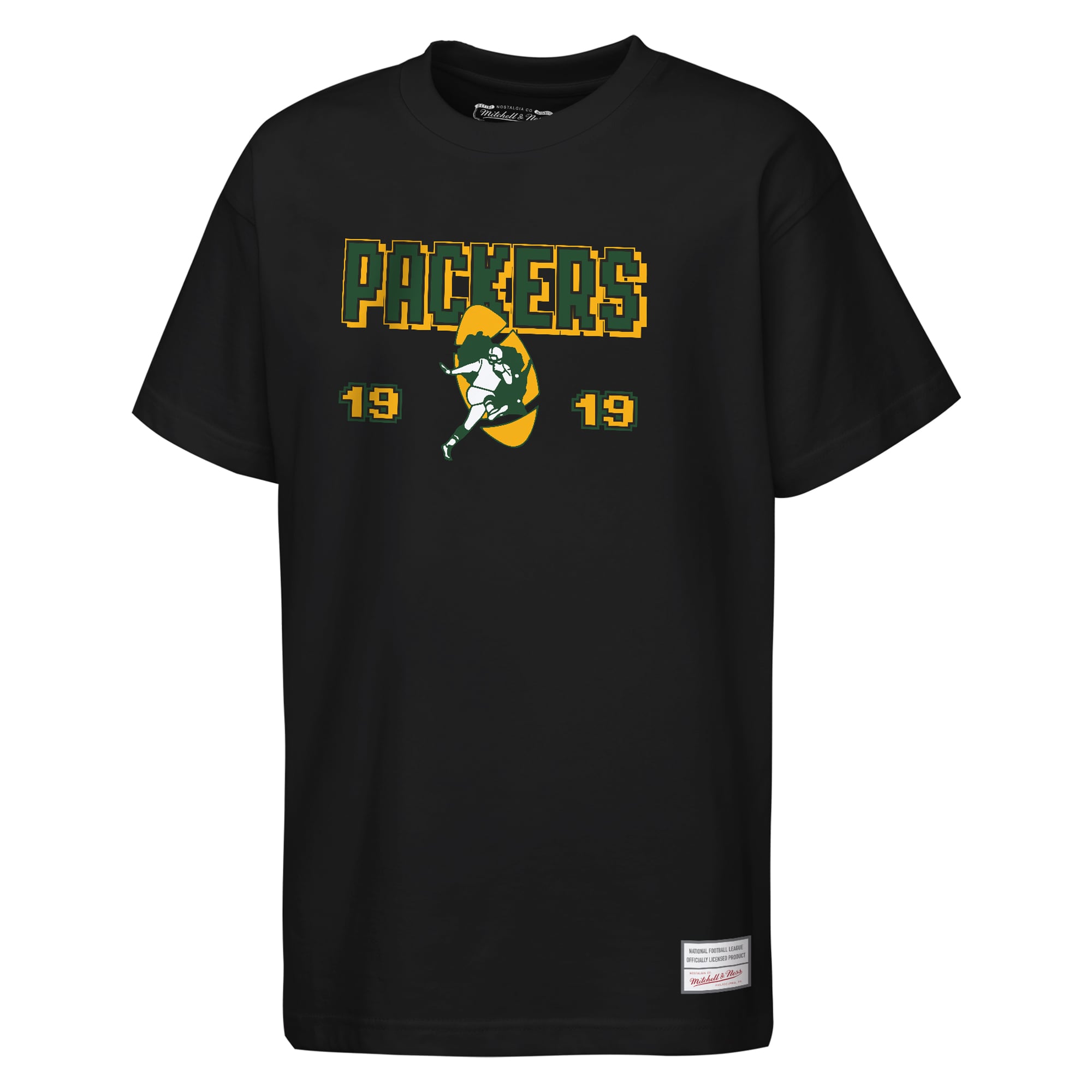 T-shirt rétro arcade Mitchell & Ness noir Green Bay Packers pour jeunes