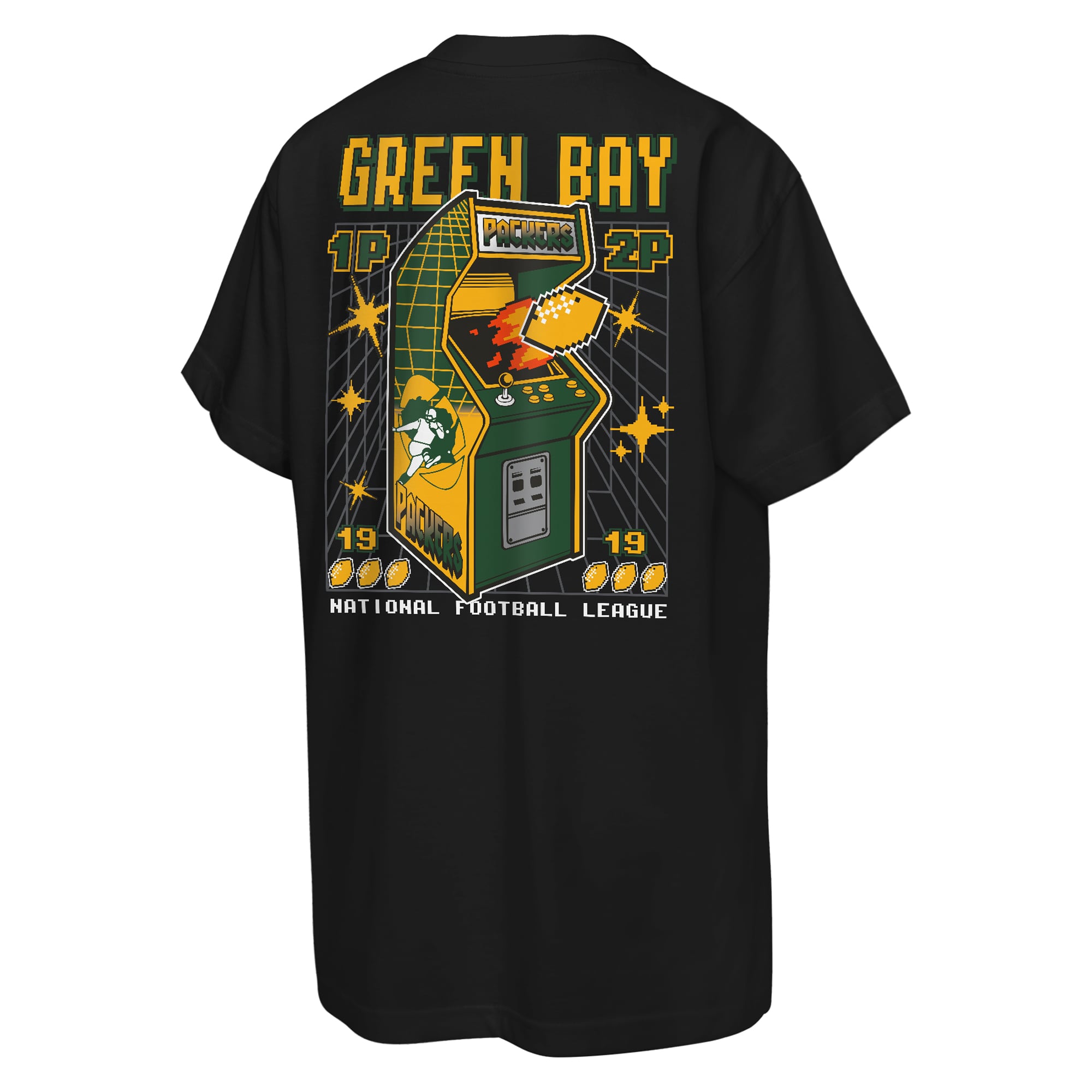 T-shirt rétro arcade Mitchell & Ness noir Green Bay Packers pour jeunes
