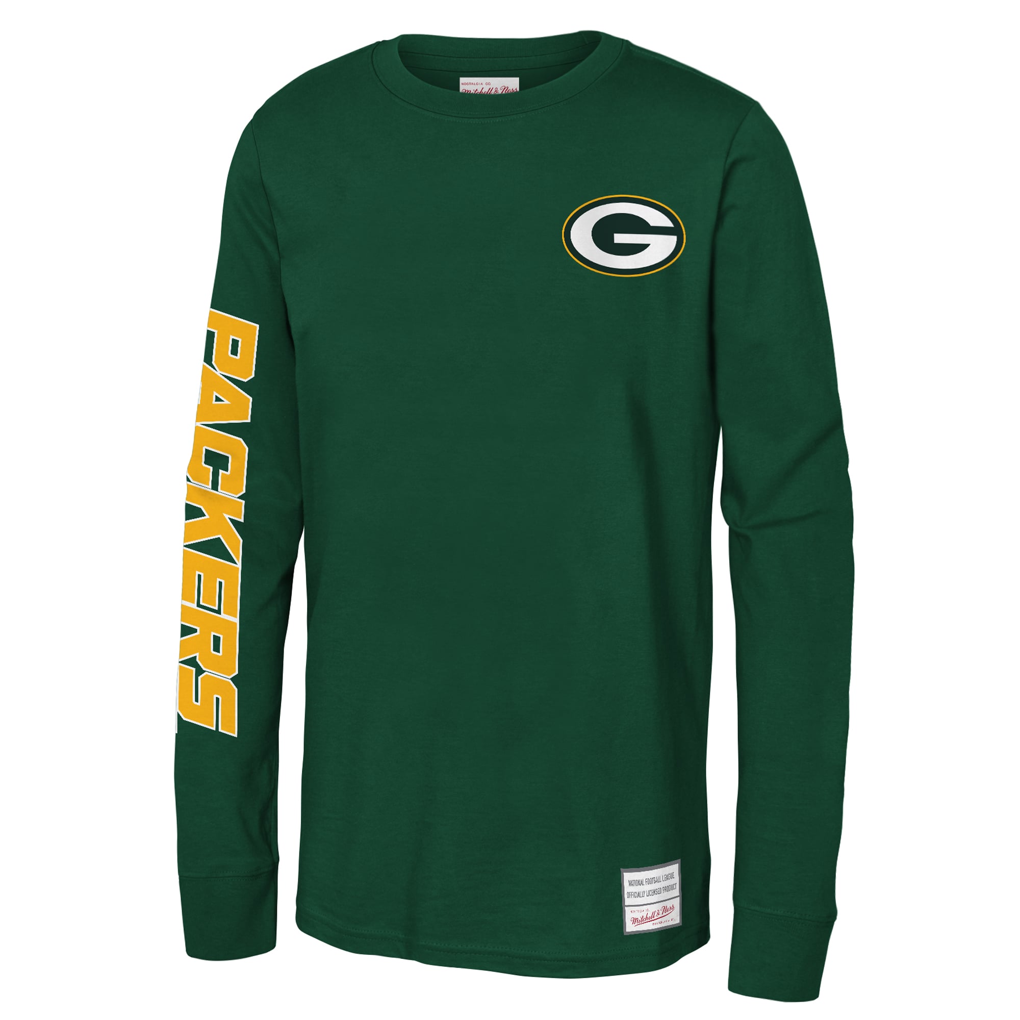 T-shirt à manches longues Mitchell & Ness Green Bay Packers Triple Play pour enfant