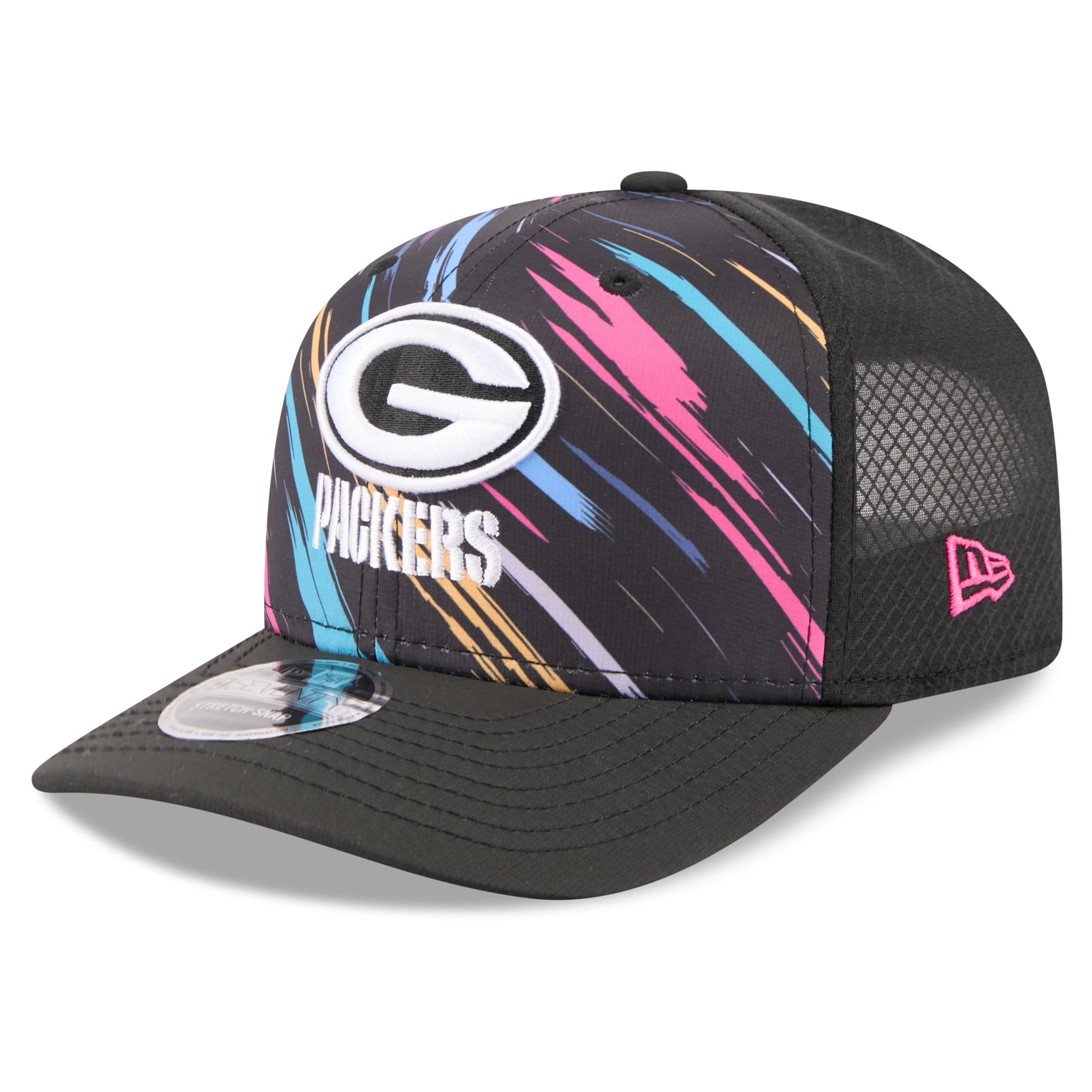 Youth New Era Black Green Bay Packers 2026 NFL Crucial Catch 9SEVENTY Adjustable Trucker Hat