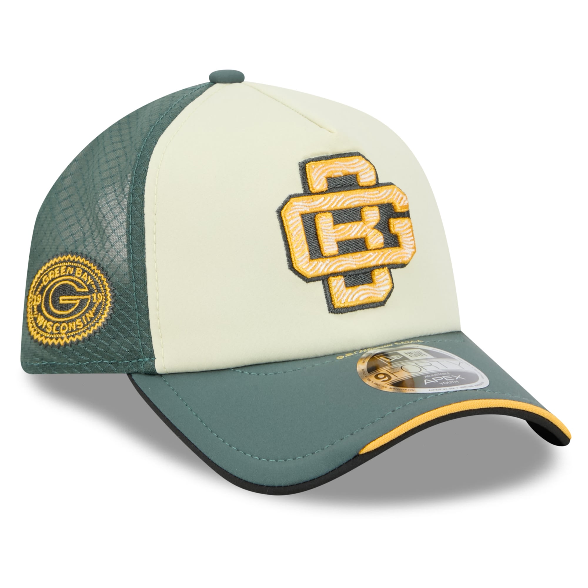 Youth New Era Cream Green Bay Packers 2026 Rivalries Collection 9FORTY Apex Adjustable Hat