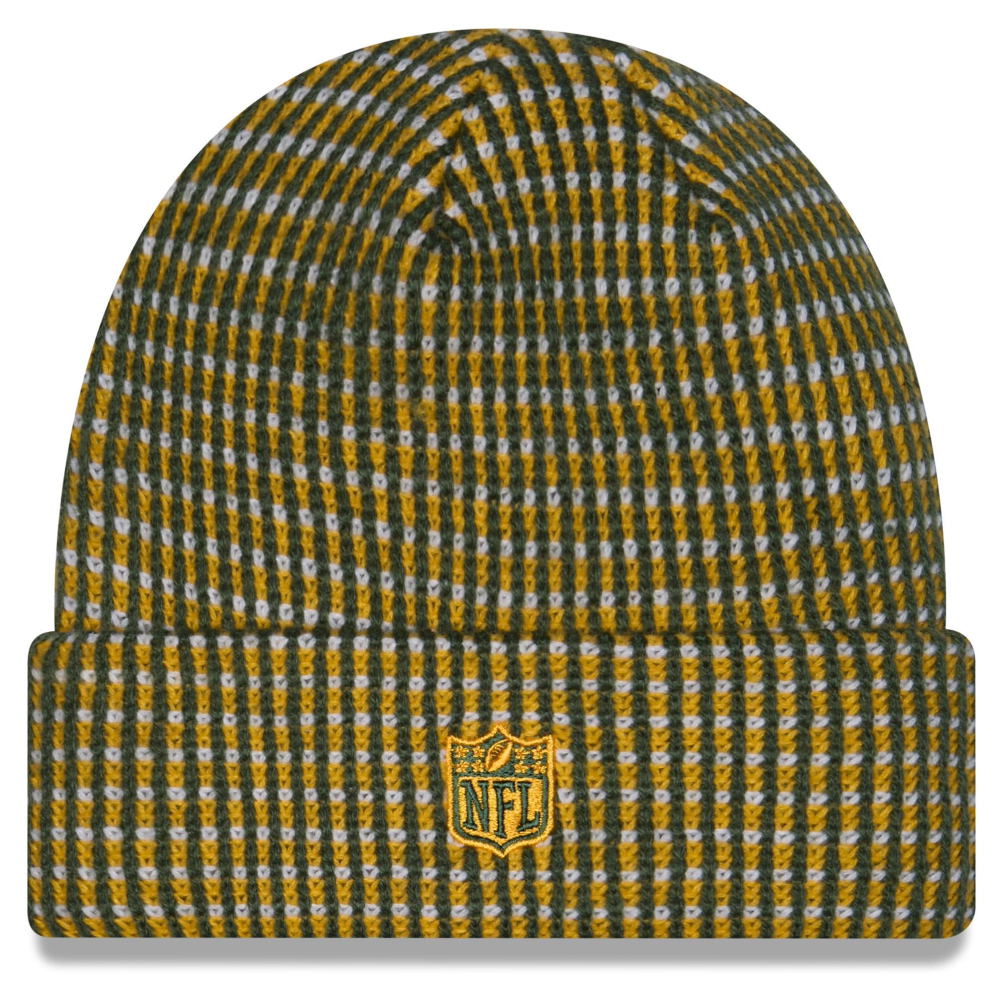 Bonnet d'hiver à revers New Era Gold Green Bay Packers 2026 pour enfant