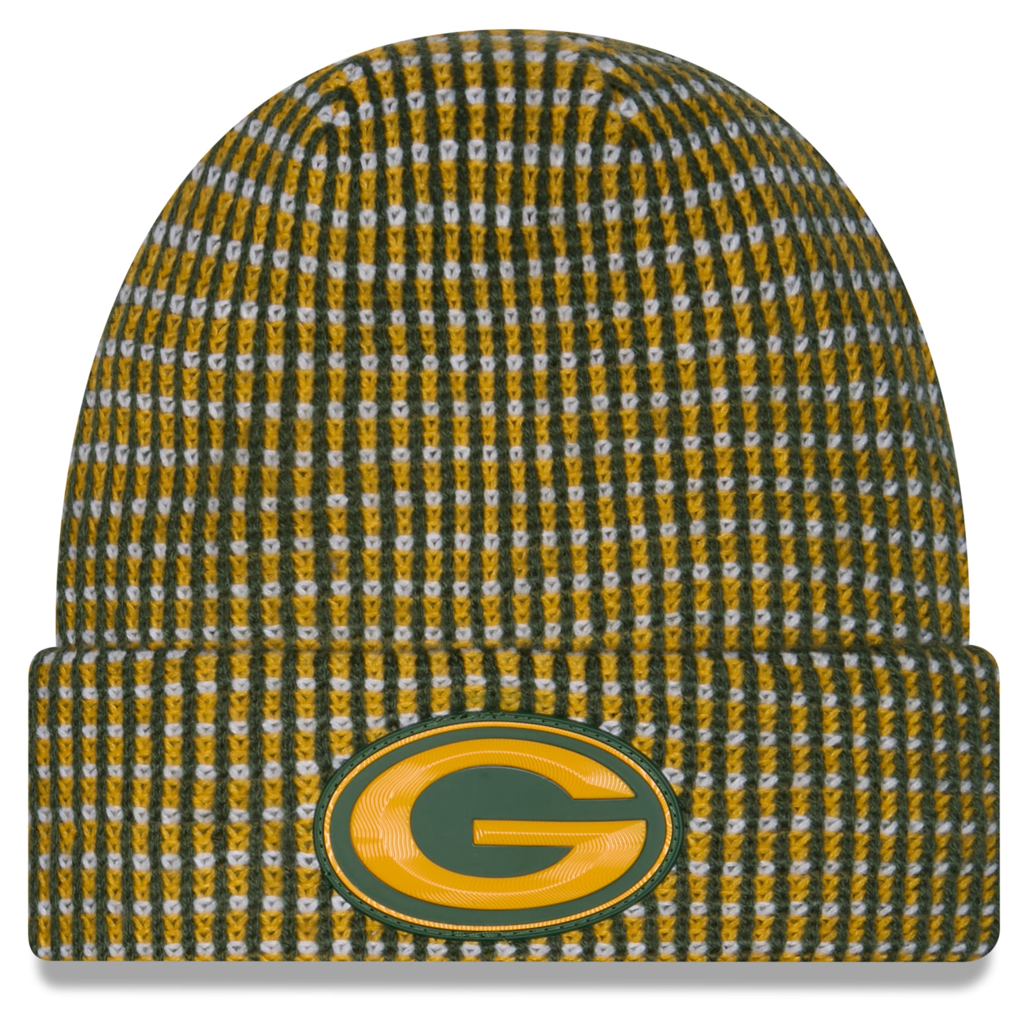 Bonnet d'hiver à revers New Era Gold Green Bay Packers 2026 pour enfant
