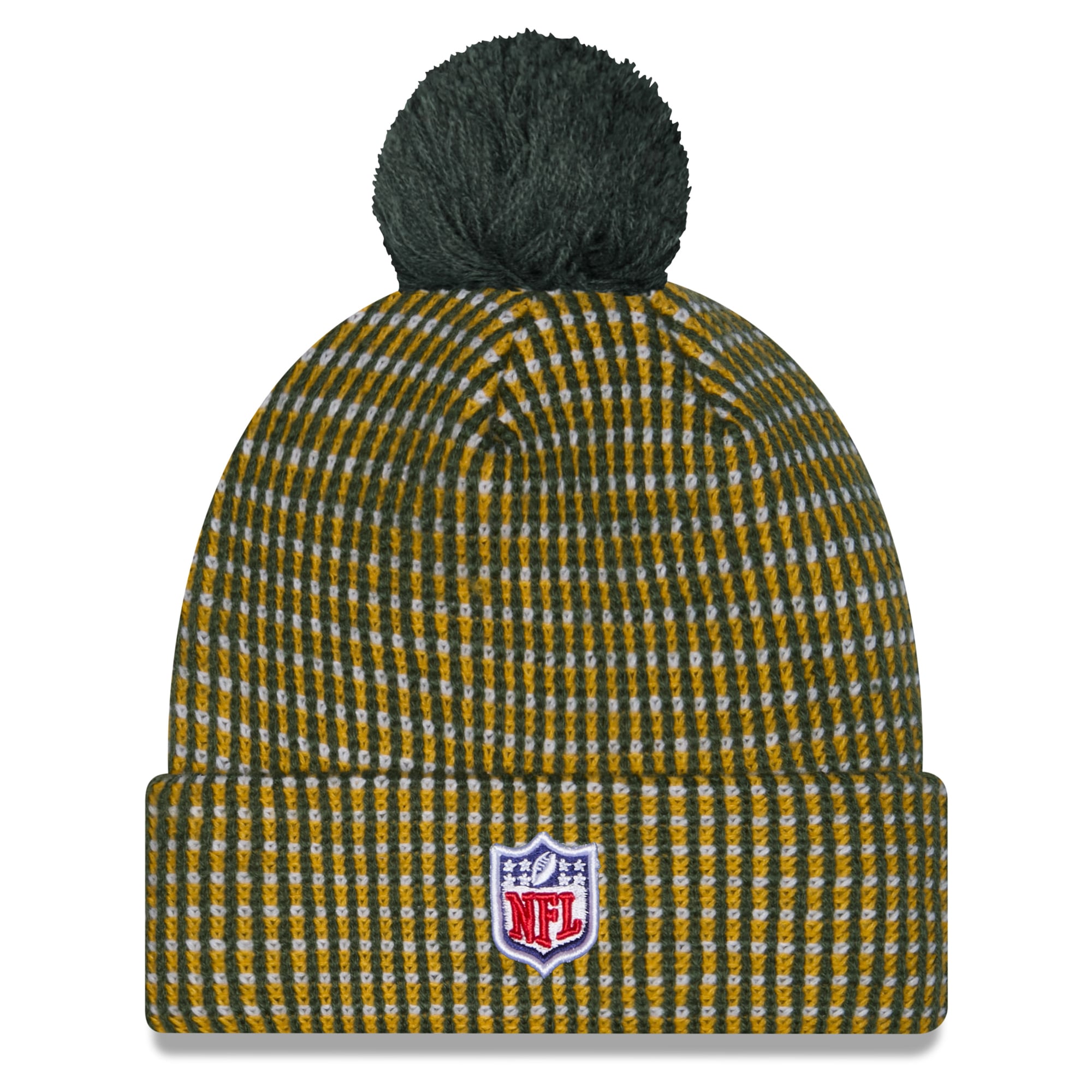 Youth New Era Green Green Bay Packers 2026 Rivalries Collection Sideline Cuffed Knit Hat with Pom