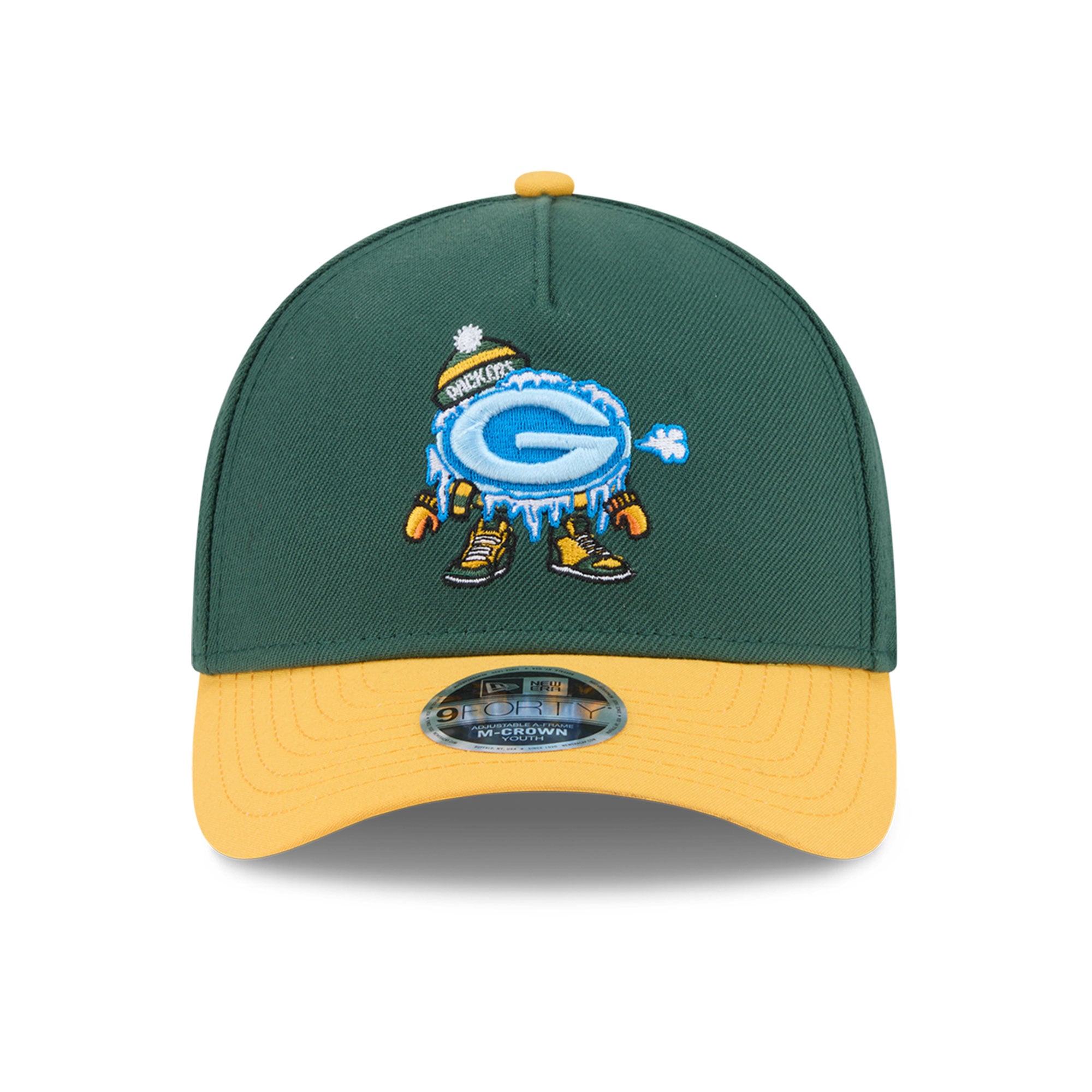 Casquette ajustable New Era Green Bay Packers 9FORTY pour jeunes, motif dessin animé.