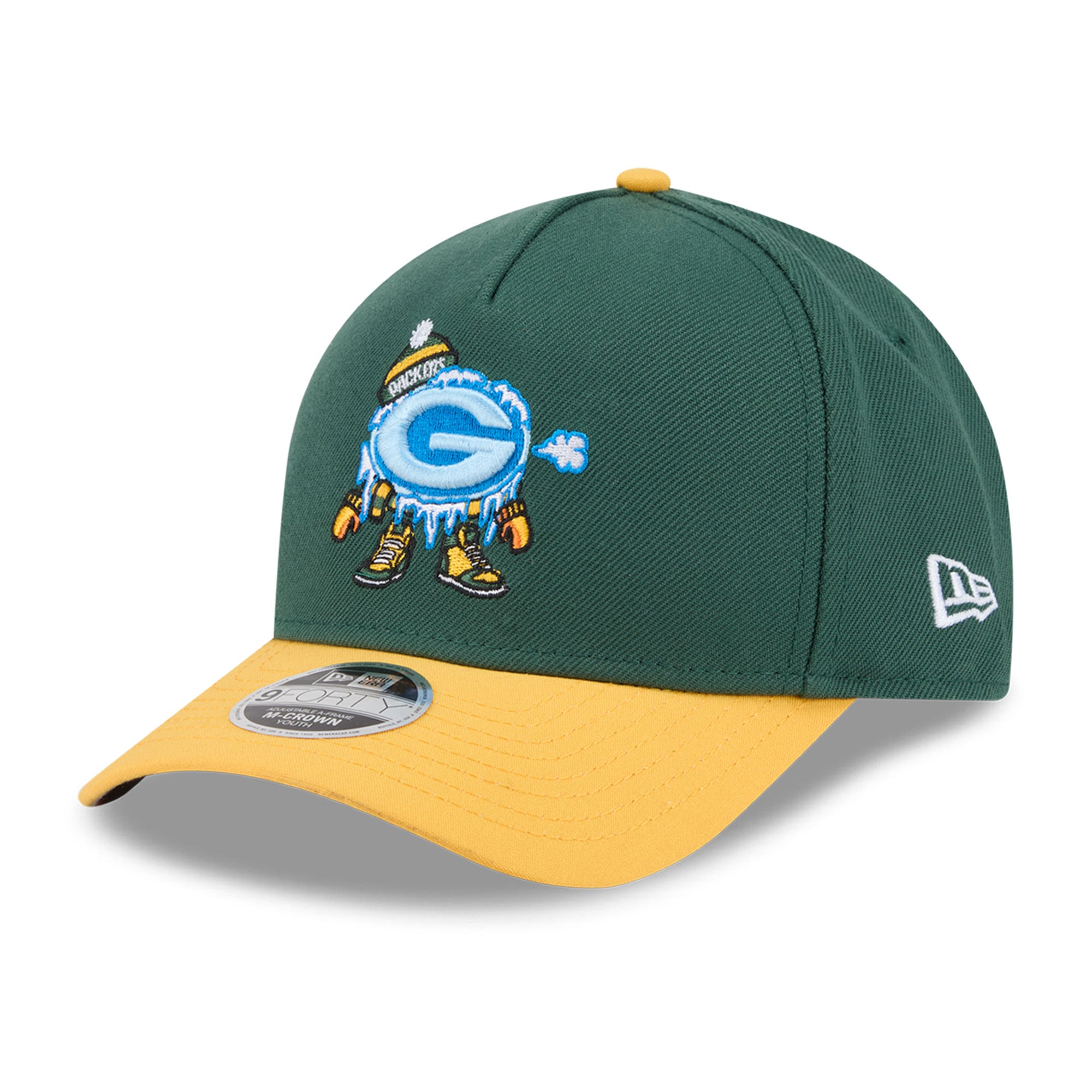 Casquette ajustable New Era Green Bay Packers 9FORTY pour jeunes, motif dessin animé.