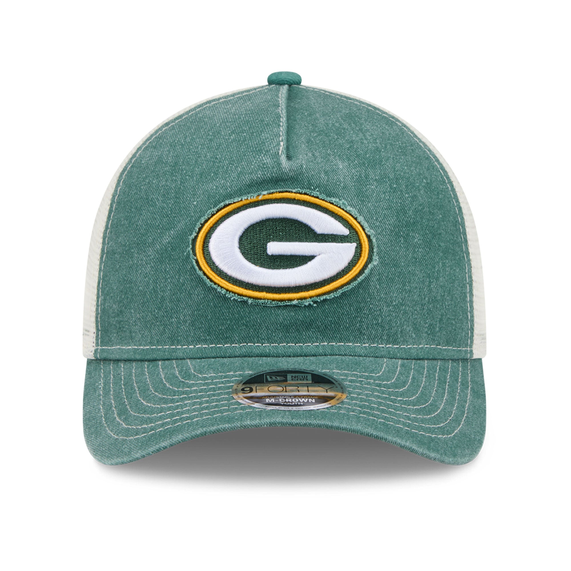 Casquette trucker ajustable New Era verte Green Bay Packers 9FORTY A-Frame M-Crown pour jeunes