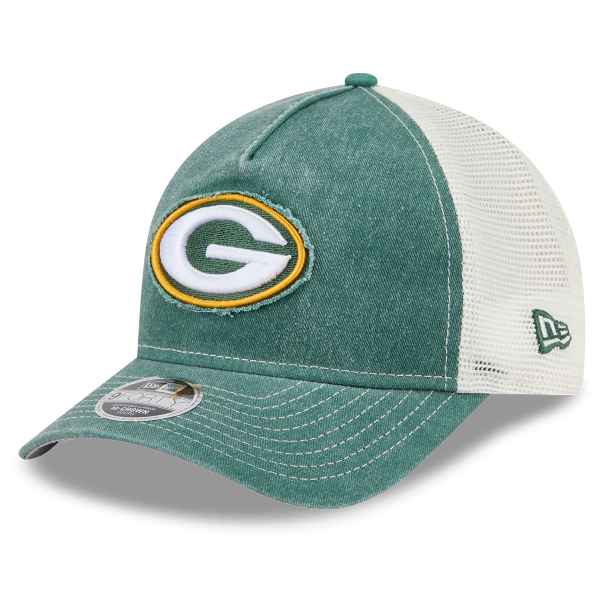Casquette trucker ajustable New Era verte Green Bay Packers 9FORTY A-Frame M-Crown pour jeunes