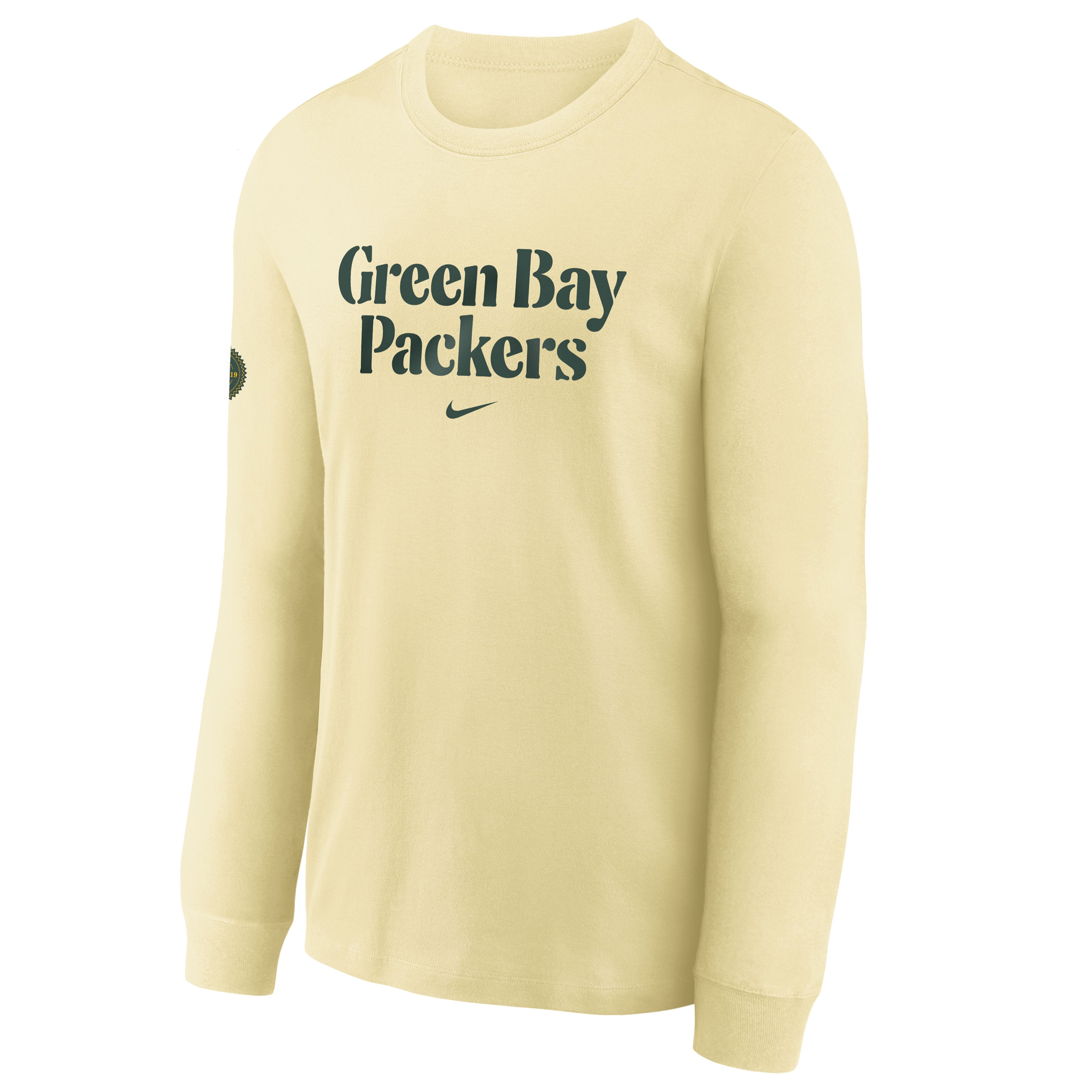 Youth Nike Cream Green Bay Packers 2026 Rivalries Collection Max90 Long Sleeve T-Shirt